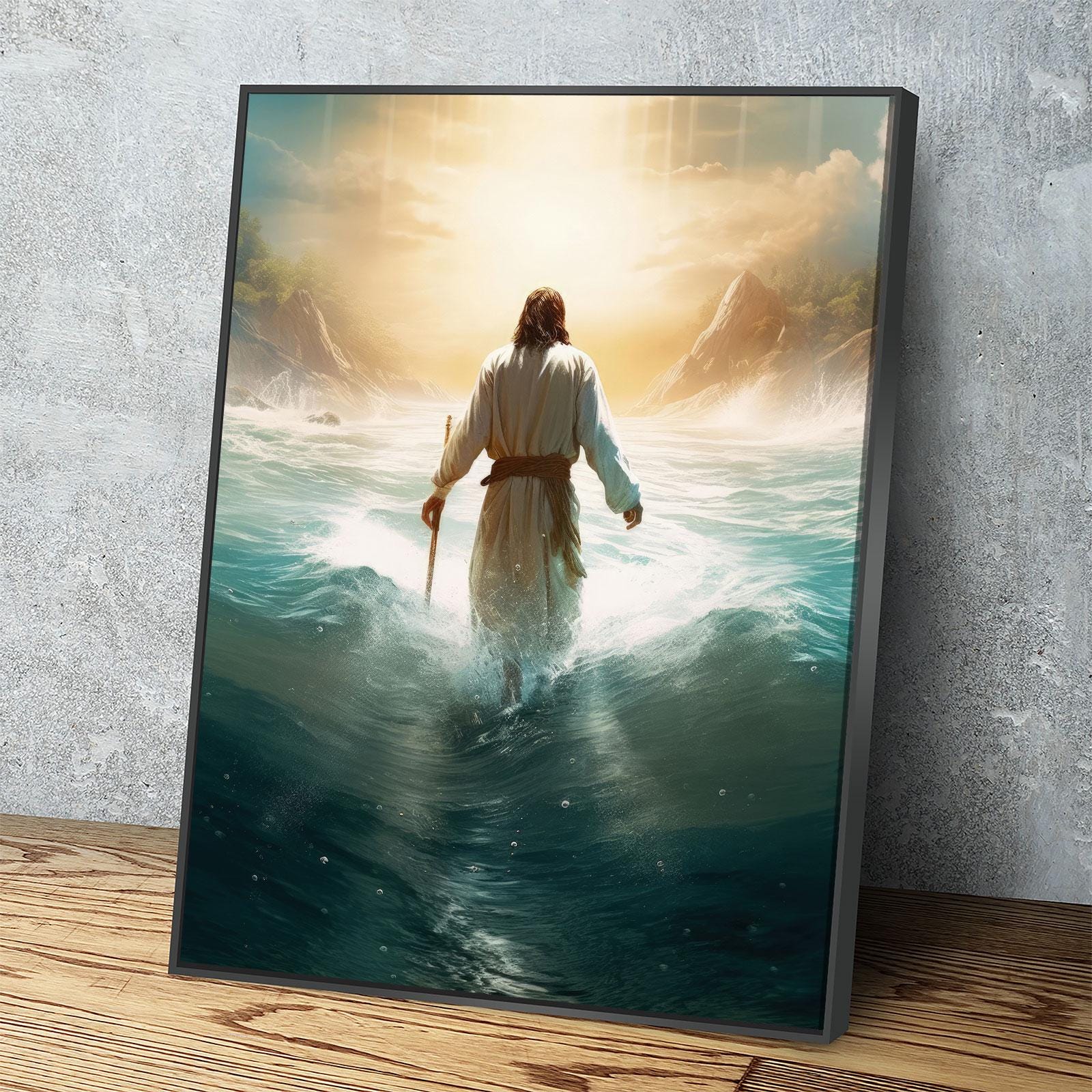 Jesus Walking On Water Canvas Wall Art, Religious Wall Art, Jesus Wall Art, Religious Decor, Church Gift, Church Decor, Jesus Christ Print