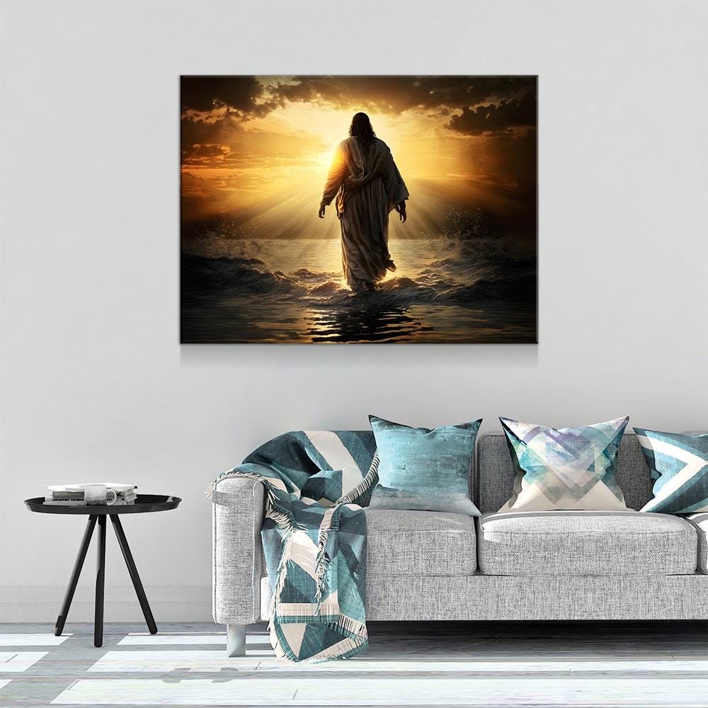 Jesus Walking On Water Canvas Wall Art, Religious Decor, Jesus Art, Religious Wall Art, Jesus Wall Art, Jesus Walking on Water Print