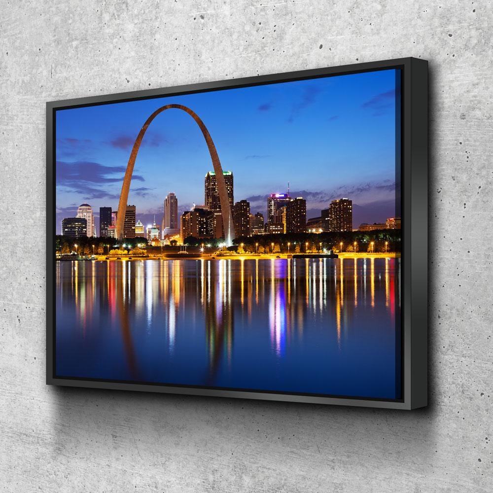 St. Louis Skyline Canvas Wall Art, Saint Louis, MO Skyline, Saint Louis Missouri Print, St. Louis City Skyline, St. Louis Gateway Arch