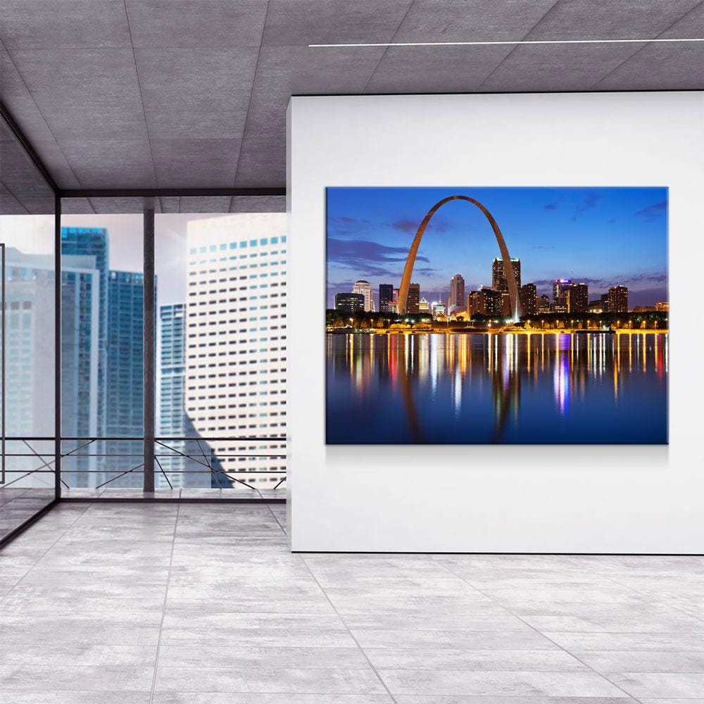 St. Louis Skyline Canvas Wall Art, Saint Louis, MO Skyline, Saint Louis Missouri Print, St. Louis City Skyline, St. Louis Gateway Arch