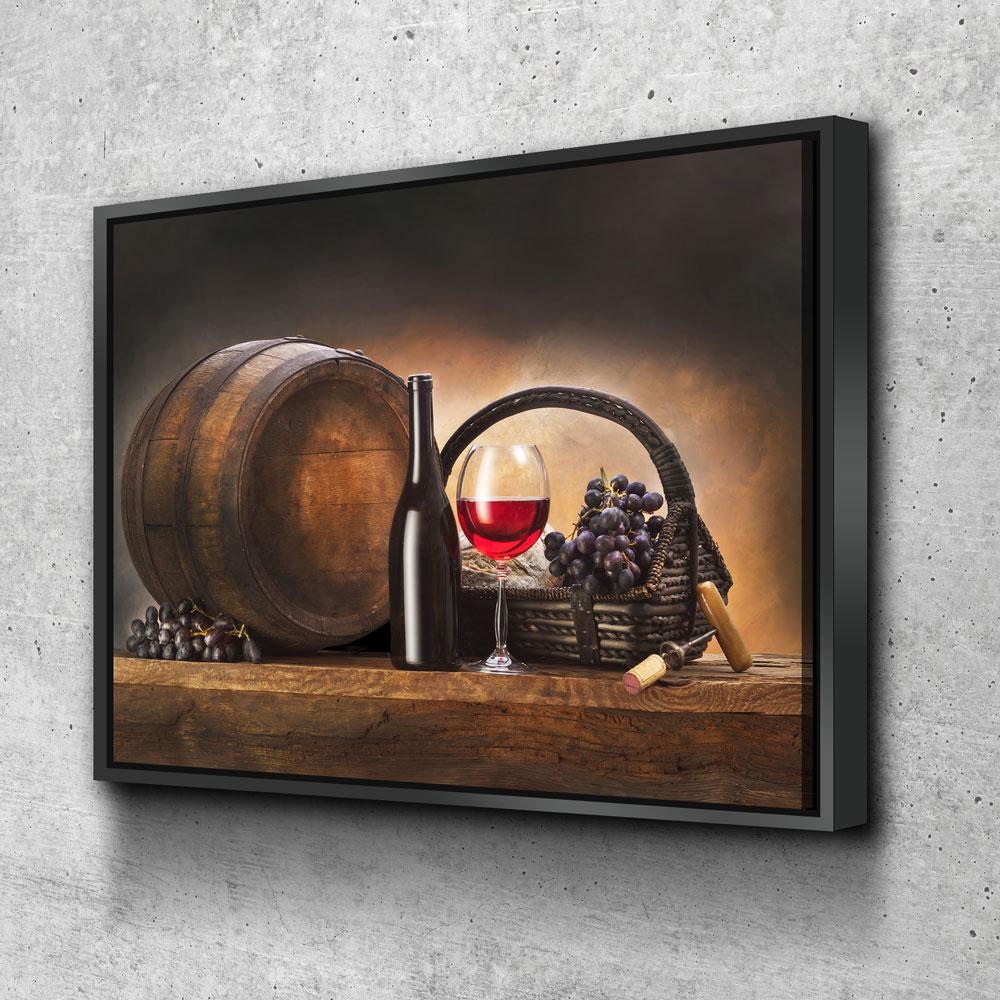 Red Wine & Barrel Canvas Wall Art, Red Wine Decor, Wine Gift, Wine Art Decor, Wine Art For Walls, Dining Room Decor, Wine Lovers, Wine Gift