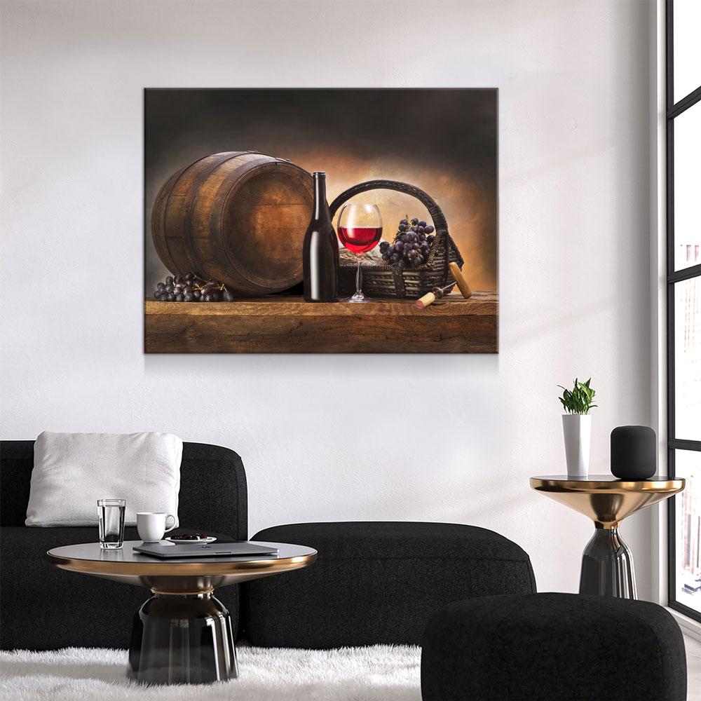 Red Wine & Barrel Canvas Wall Art, Red Wine Decor, Wine Gift, Wine Art Decor, Wine Art For Walls, Dining Room Decor, Wine Lovers, Wine Gift