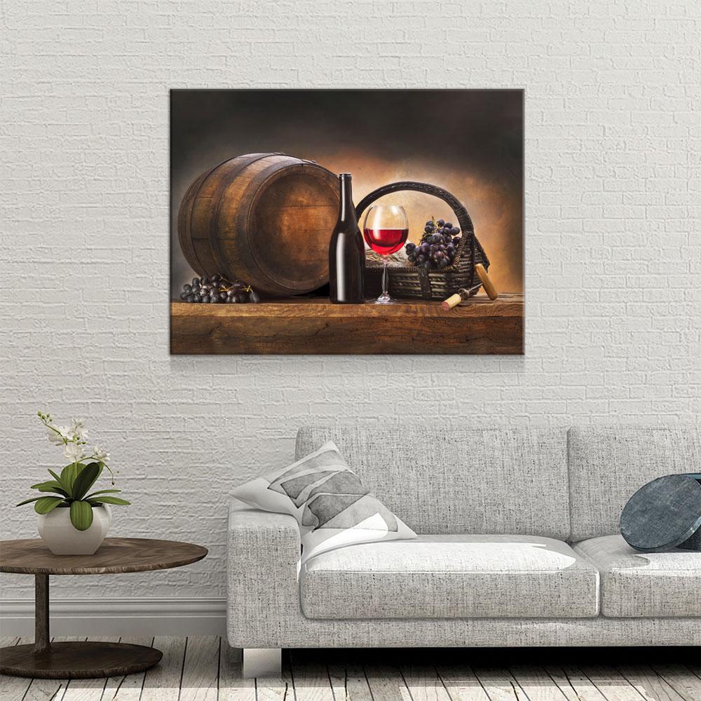 Red Wine & Barrel Canvas Wall Art, Red Wine Decor, Wine Gift, Wine Art Decor, Wine Art For Walls, Dining Room Decor, Wine Lovers, Wine Gift