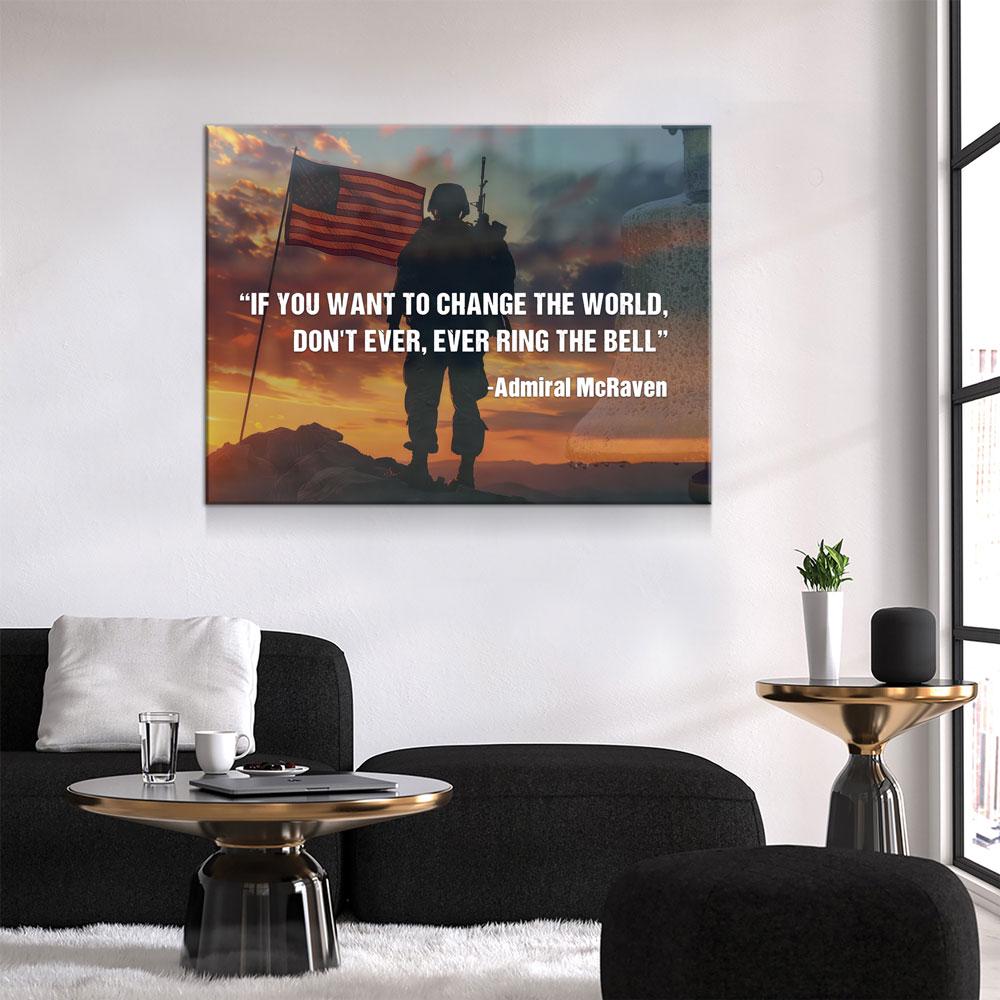 Never Ring the Bell Canvas Wall Art – Admiral McRaven Motivational Quote,  Navy Seals Quote