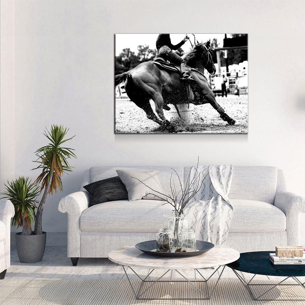 Barrel Racing Girl Canvas Wall Art, Barrel Racer, Cowgirl Decor, Cowgirl Barrel Racing, Western Decor, Barrel Racer Rodeo Art, Horse Riding