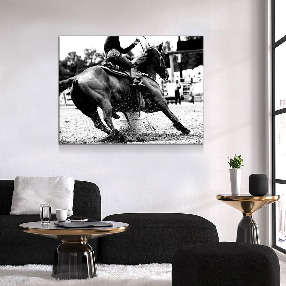 Barrel Racing Girl Canvas Wall Art, Barrel Racer, Cowgirl Decor, Cowgirl Barrel Racing, Western Decor, Barrel Racer Rodeo Art, Horse Riding