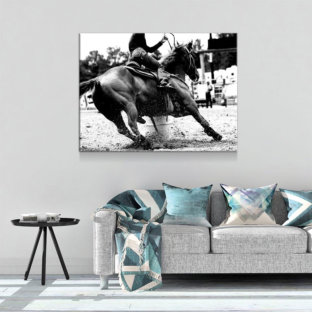 Barrel Racing Girl Canvas Wall Art, Barrel Racer, Cowgirl Decor, Cowgirl Barrel Racing, Western Decor, Barrel Racer Rodeo Art, Horse Riding