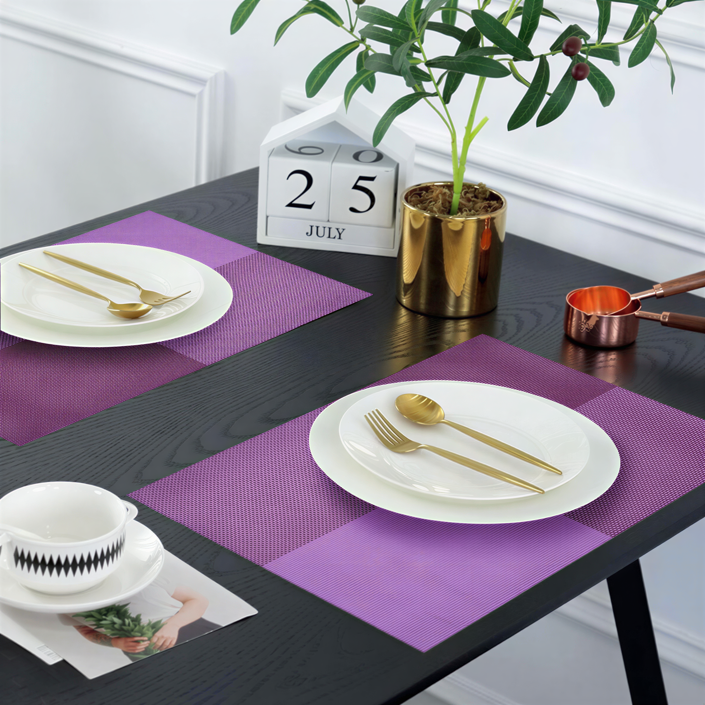 Vinyl Placemats | Scratch Resistant, Washable Table Mats for Indoor Outdoor Dining Decor 18x12"