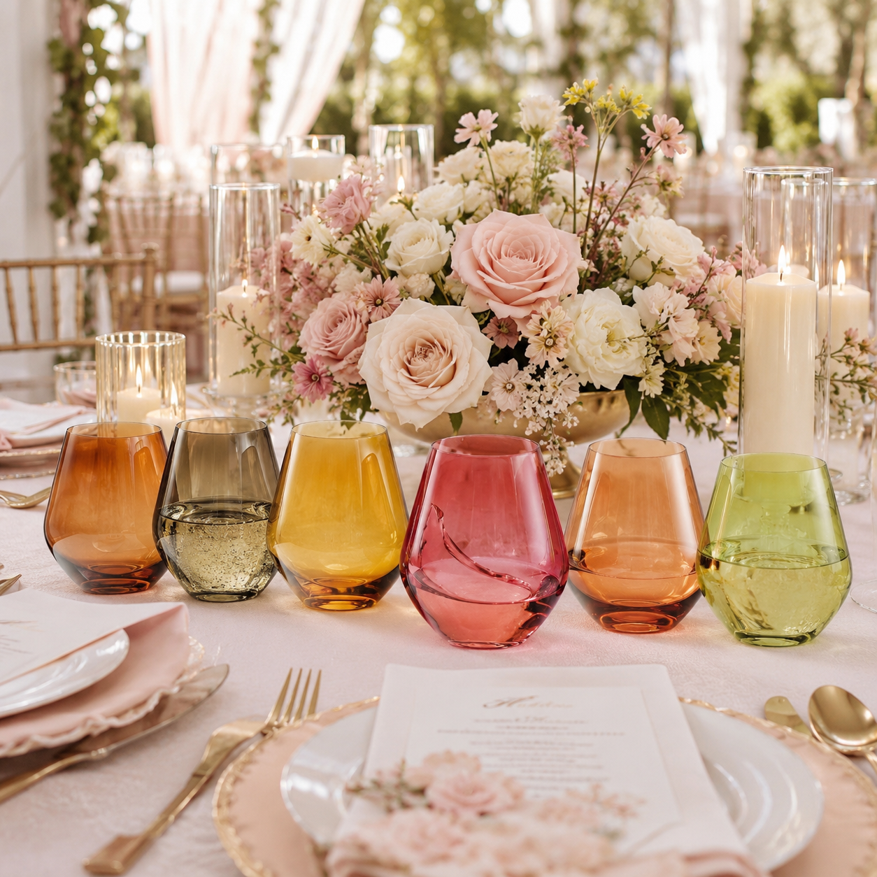 Fortuna Stemless Wine Glassware, Set of 6