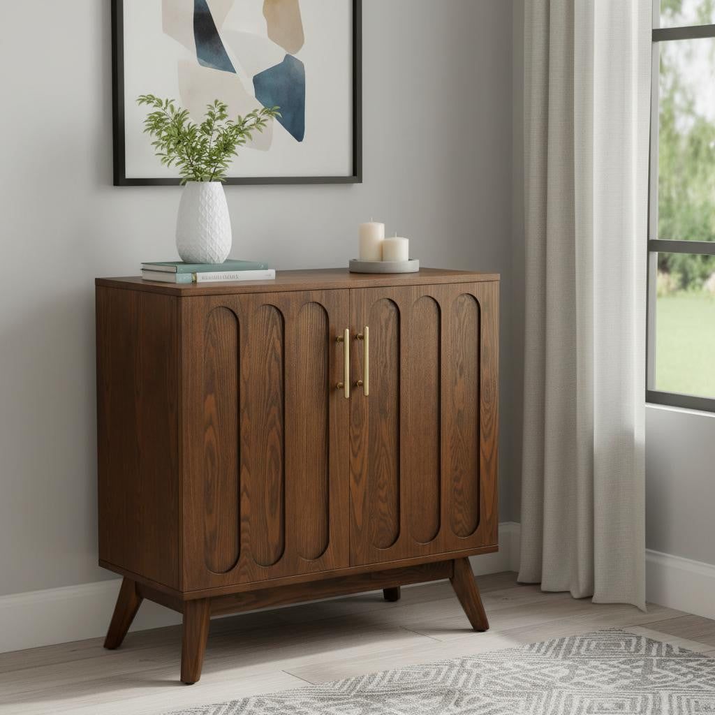 32 Brown Wood Accent Cabinet