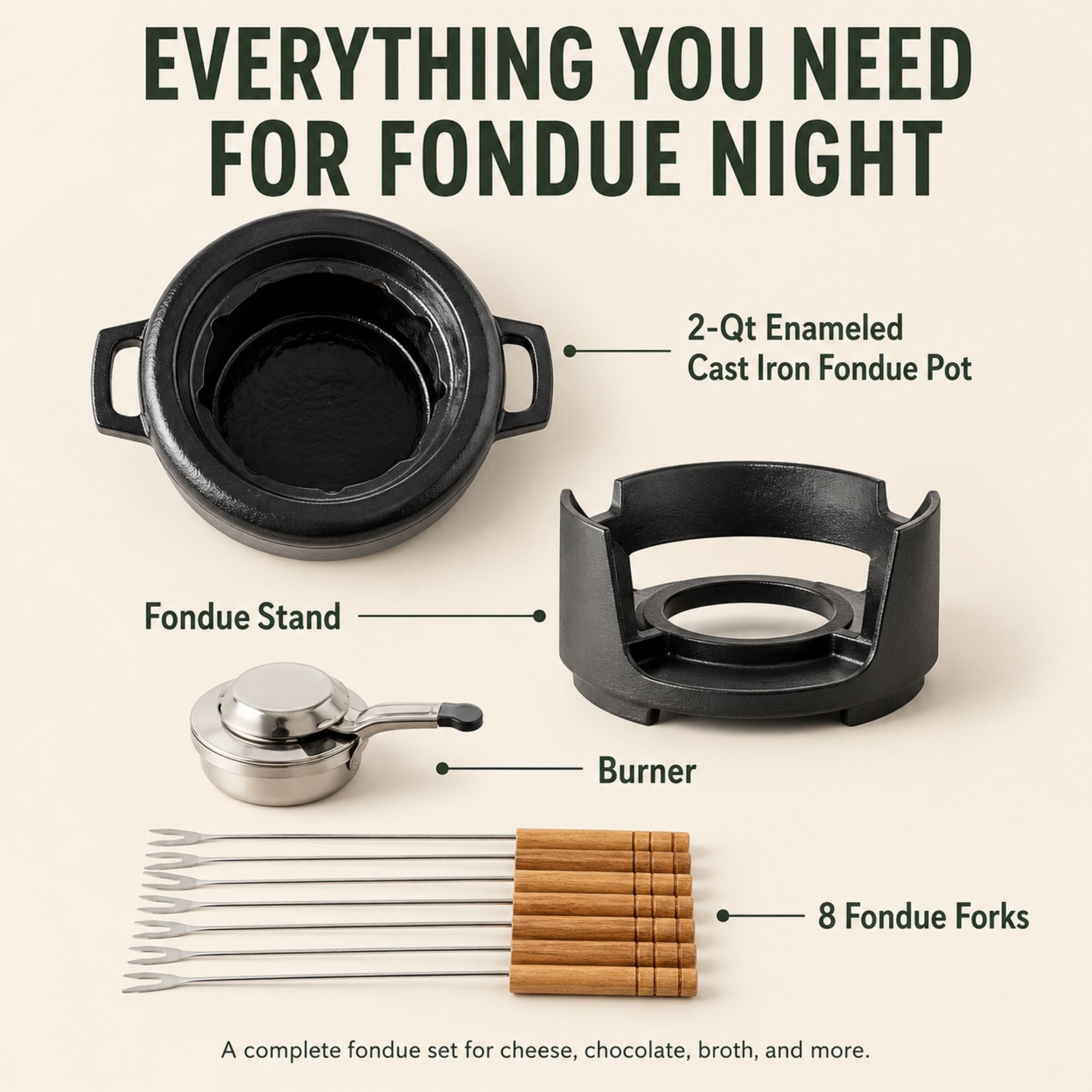 Fondue Set, 8-Piece, 2-Qt