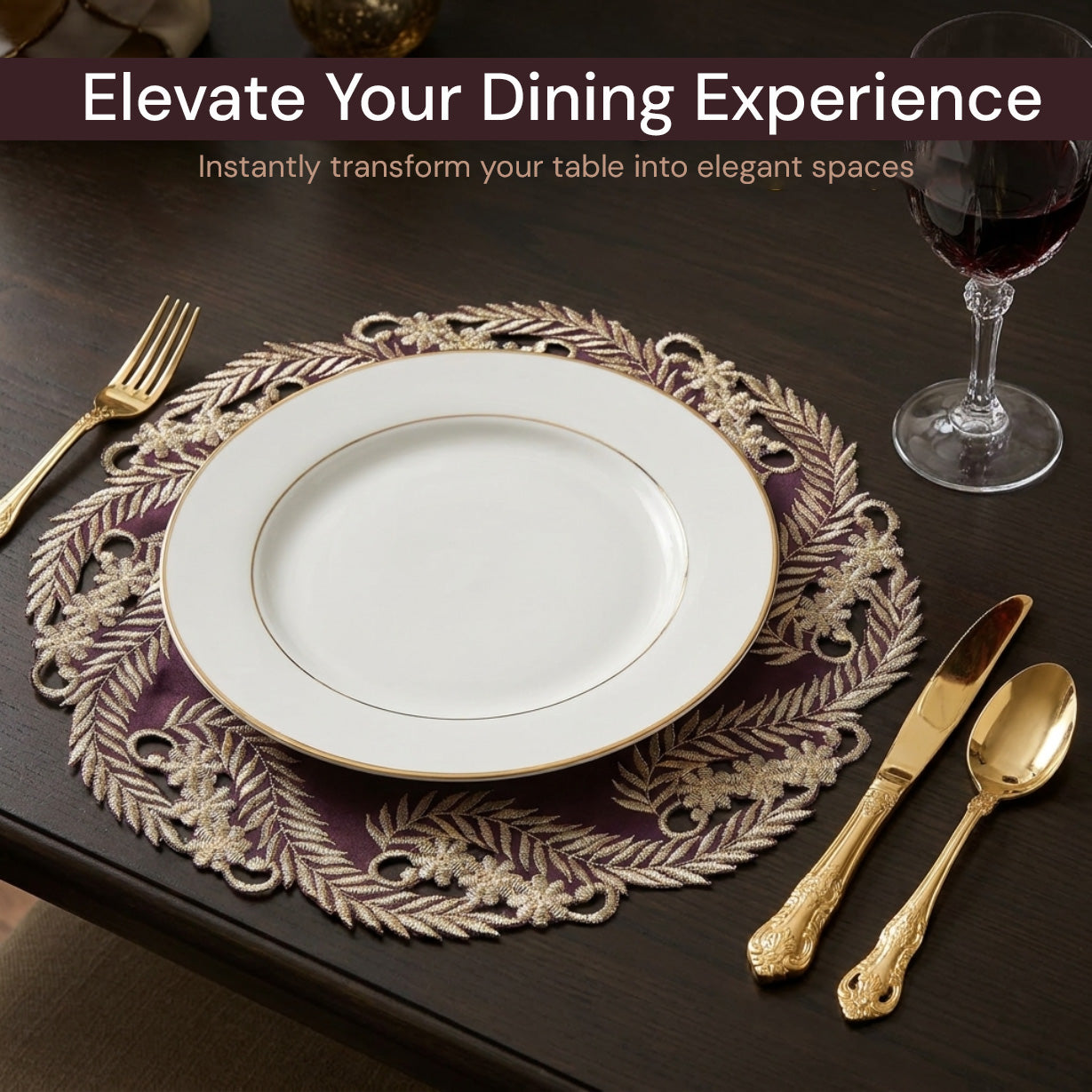 Plum Gold Doilies – 15 Inch Table Doilies | Rustic Vintage Table Decor