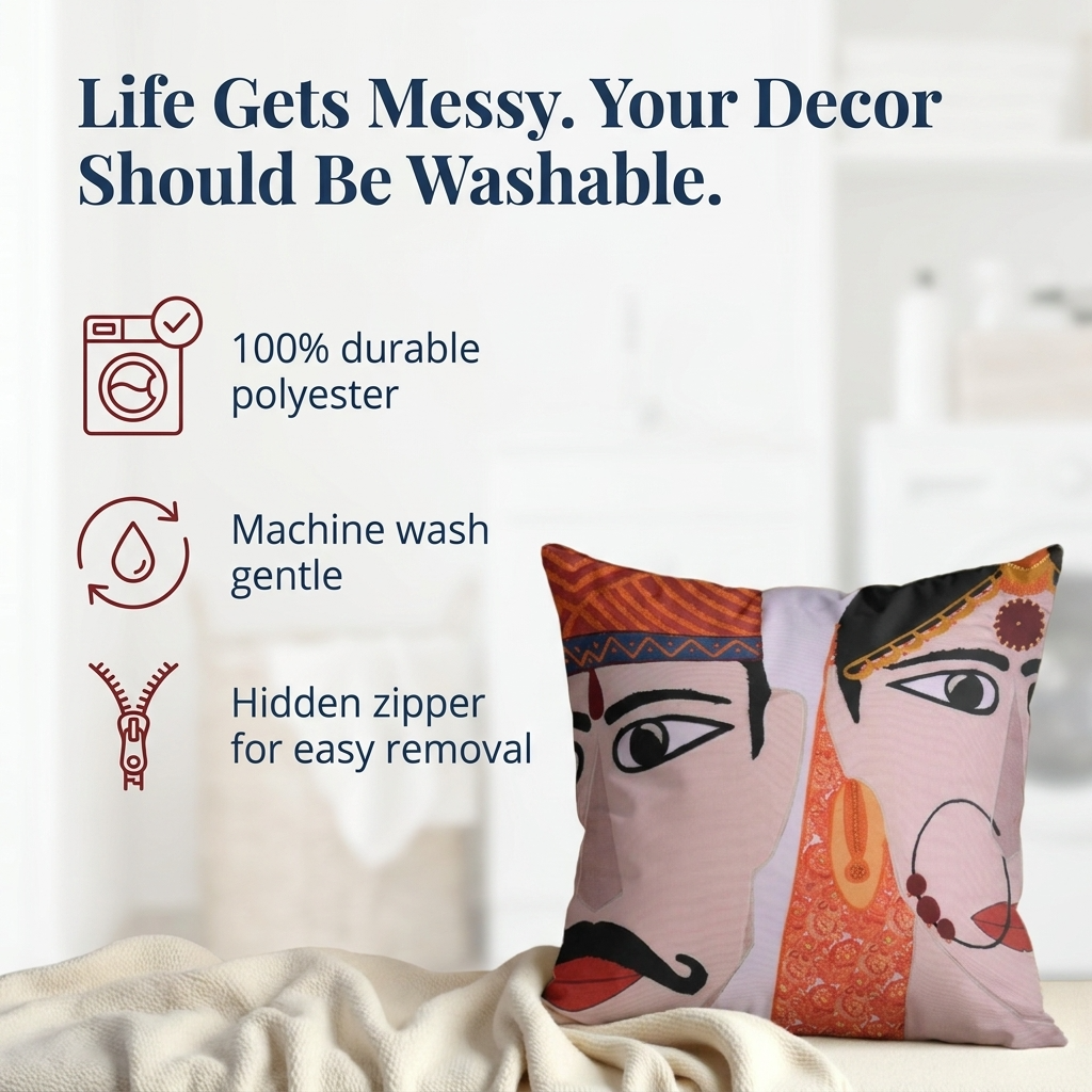Printed Throw Pillow Covers - 18x18 Inch Decorative Cushion Covers With Zipper Closure