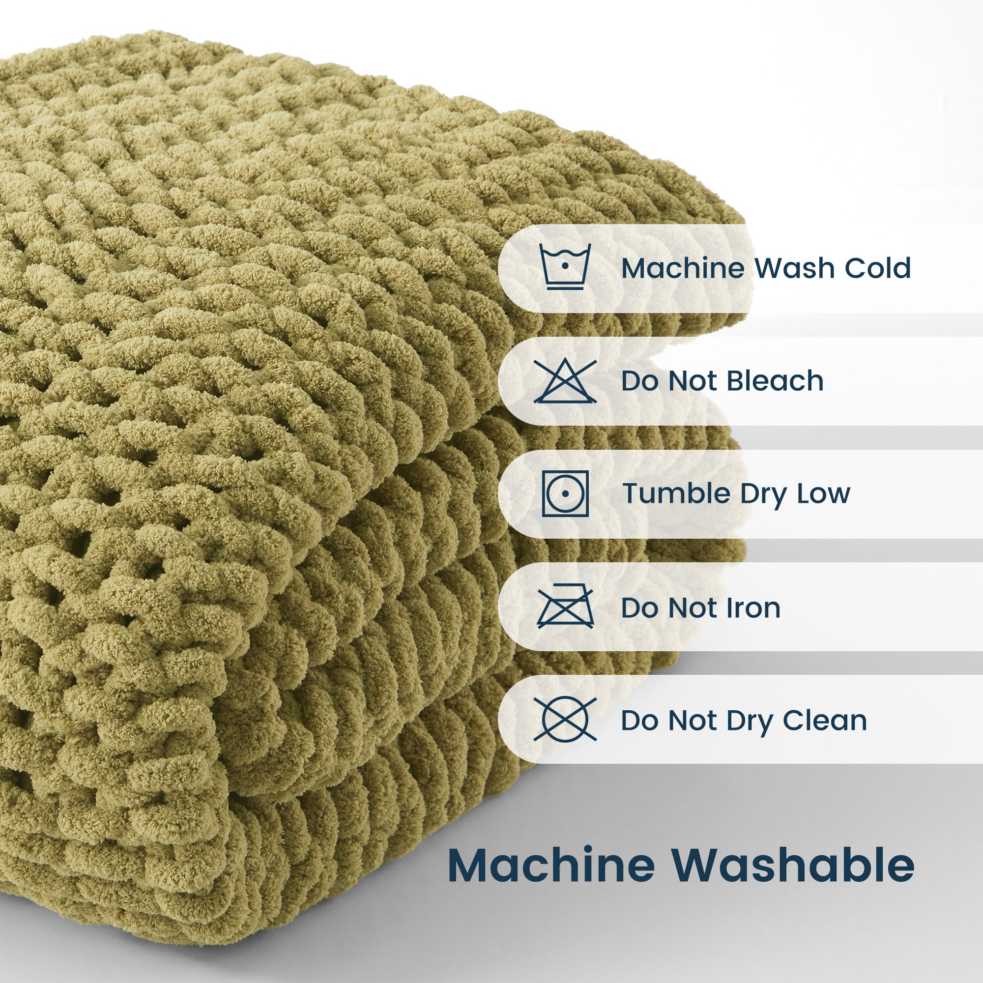 Handmade Washable Velvet Knit Throw Blanket for Couch & Bed - Green