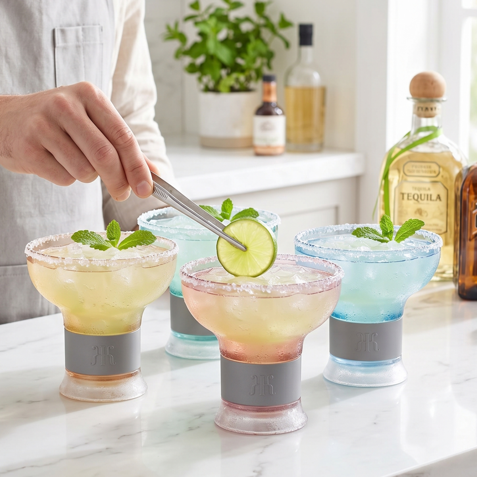 Eze Frozen Margarita & Cocktail Chiller Glasses, Acrylic, Set of 4