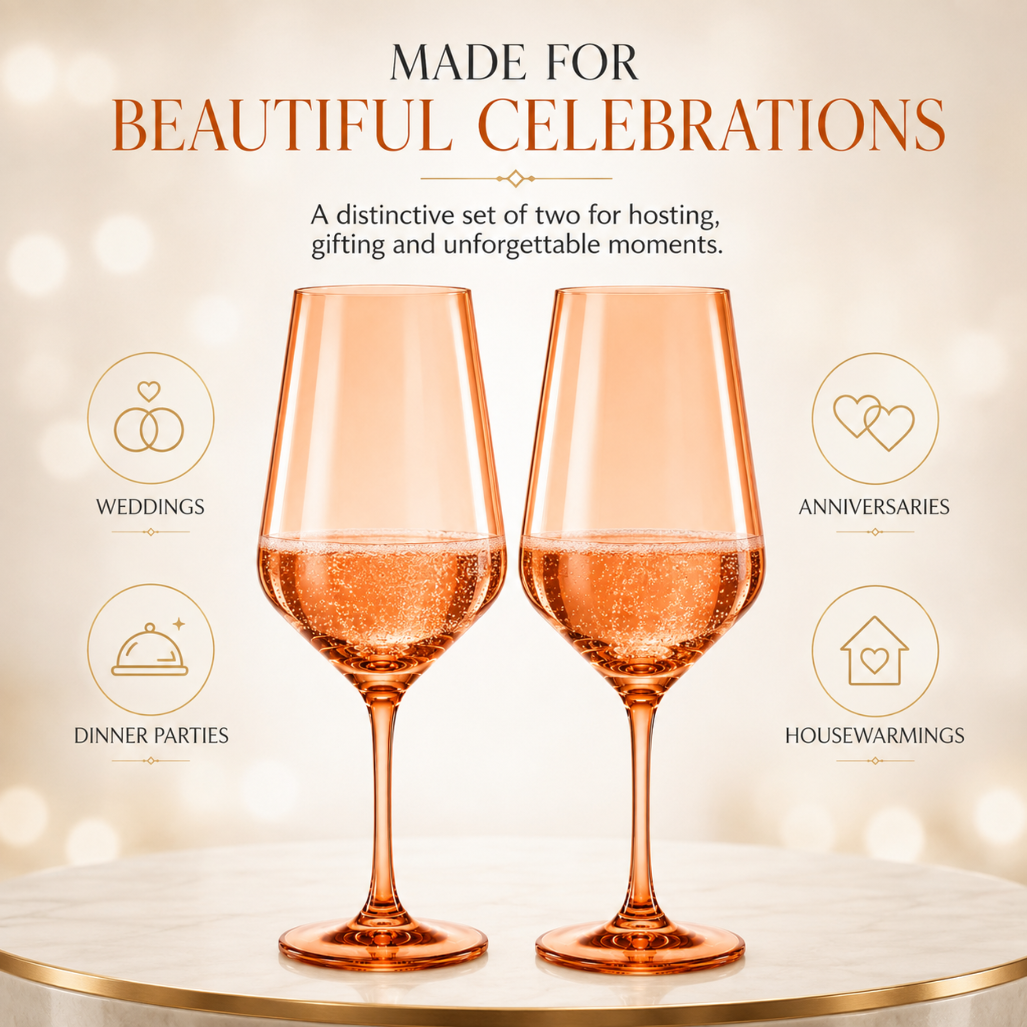 Tonal Stemmed Wine Glassware, Burnt Orange, Set of 2