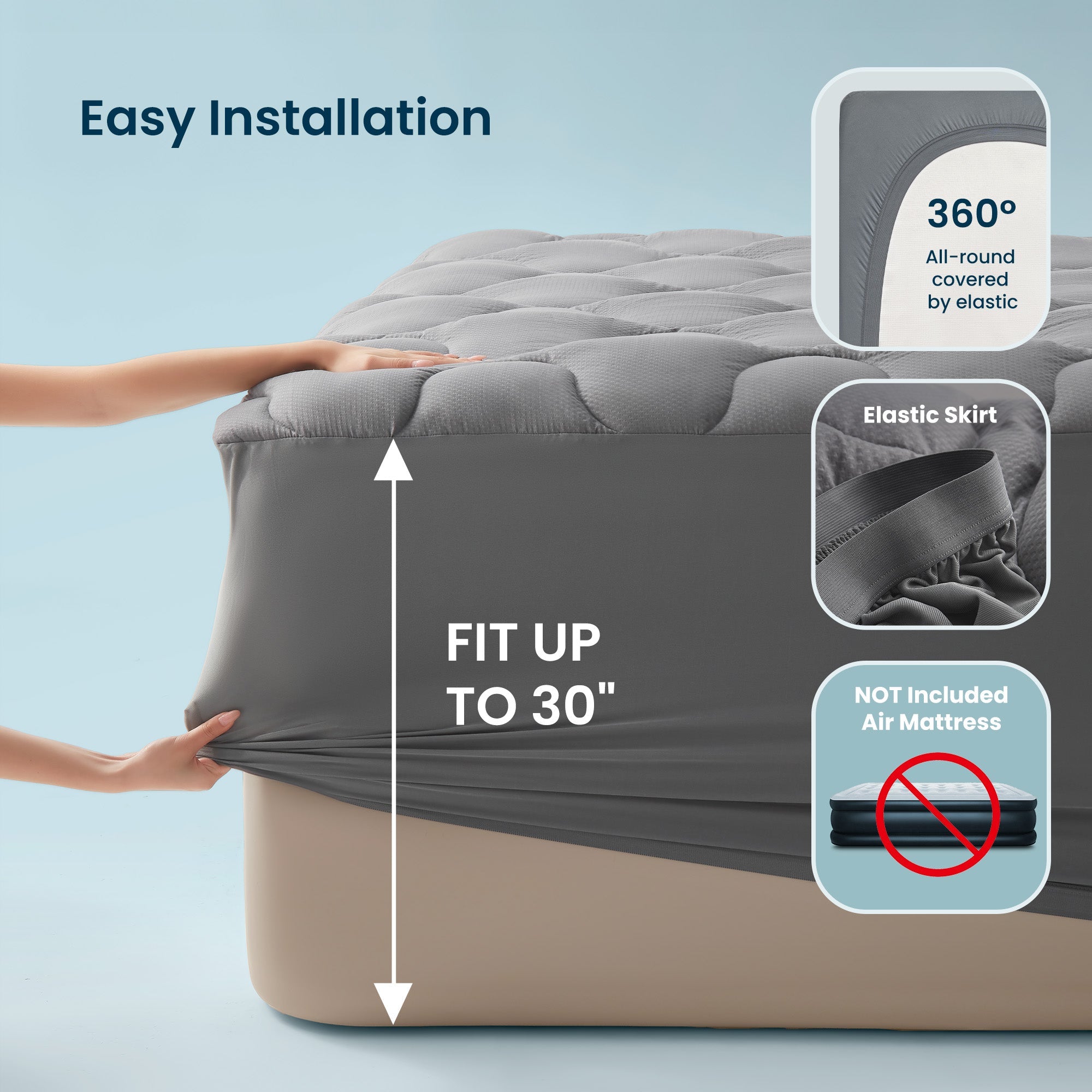 Quilted Air Mattress Topper - Ultra Deep Pocket Cover