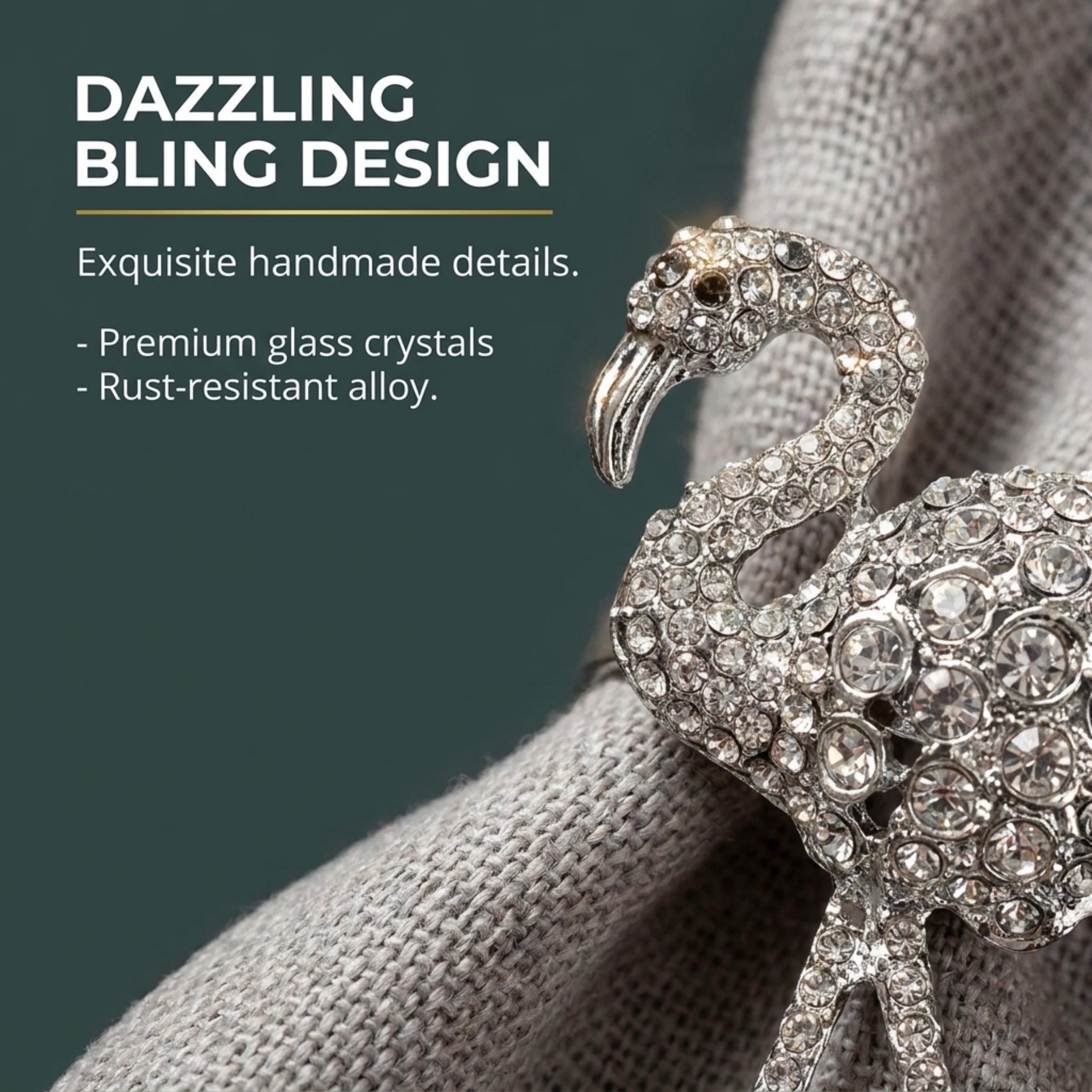 Silver Flamingo Napkin Rings – Elegant Rust Resistant Table Decor Rings for Dining