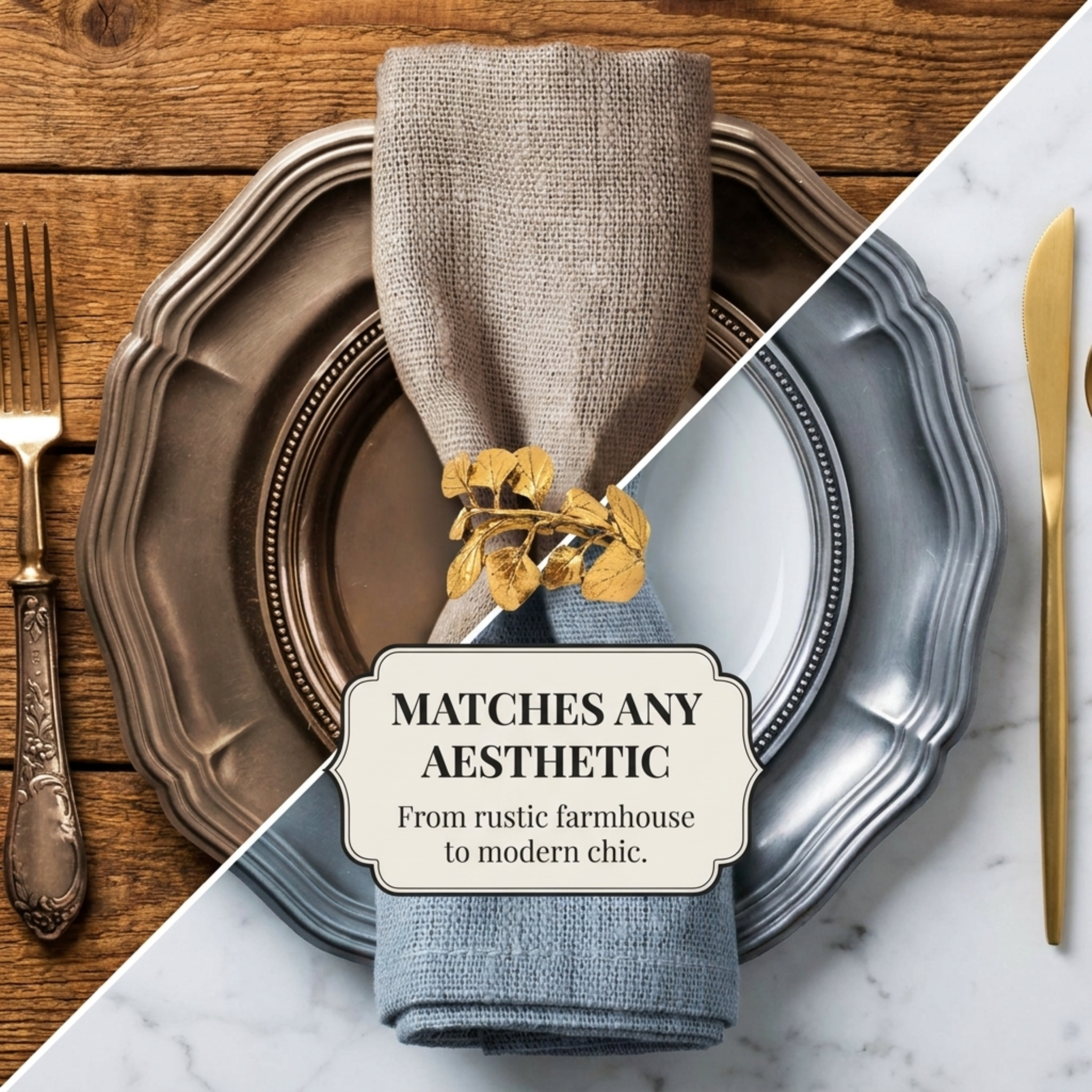 Gold Leaf Napkin Rings – Elegant Leaf Design Napkin Buckles for Table Decor