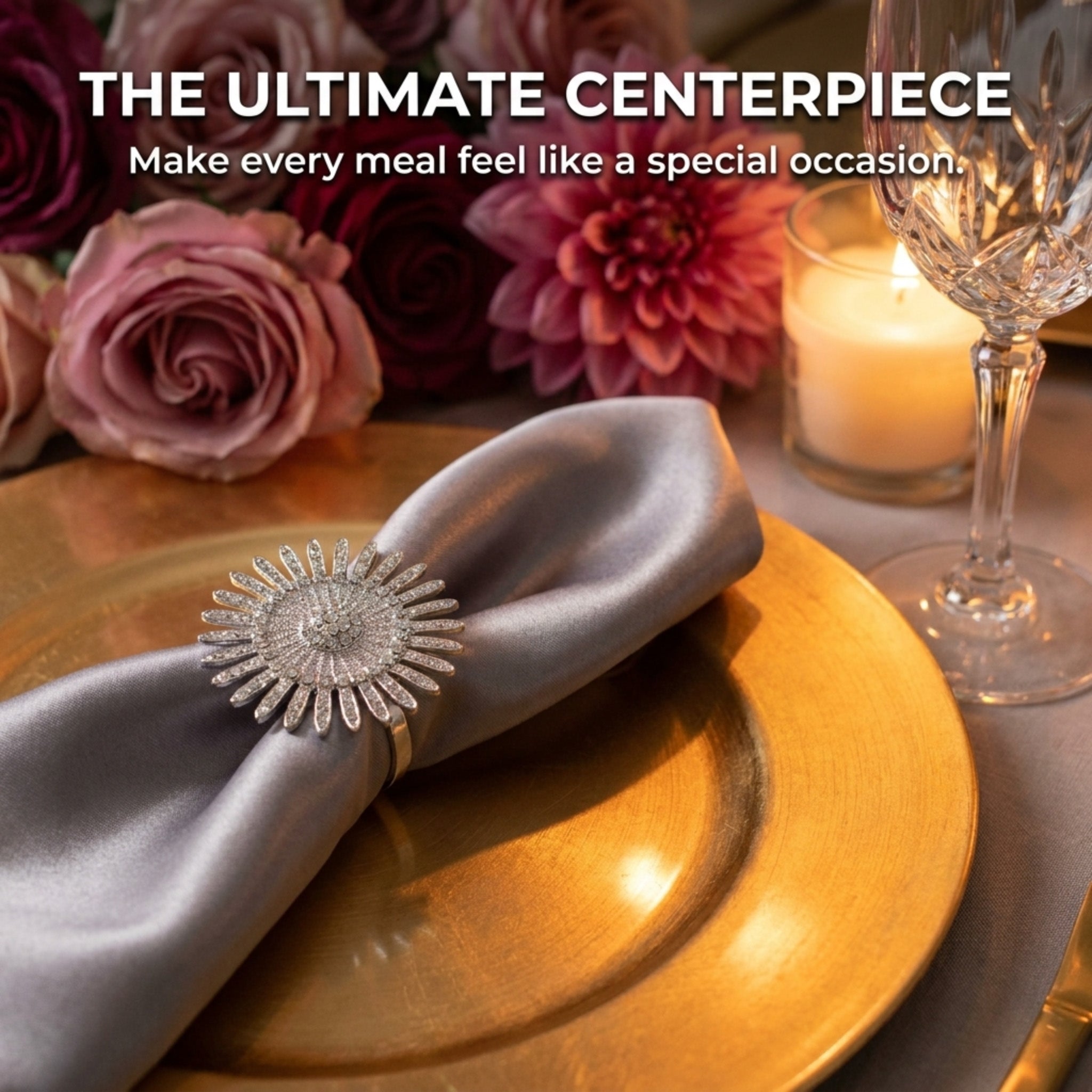 Silver Crystal Napkin Rings – Elegant Rust Resistant Table Decor Accessories