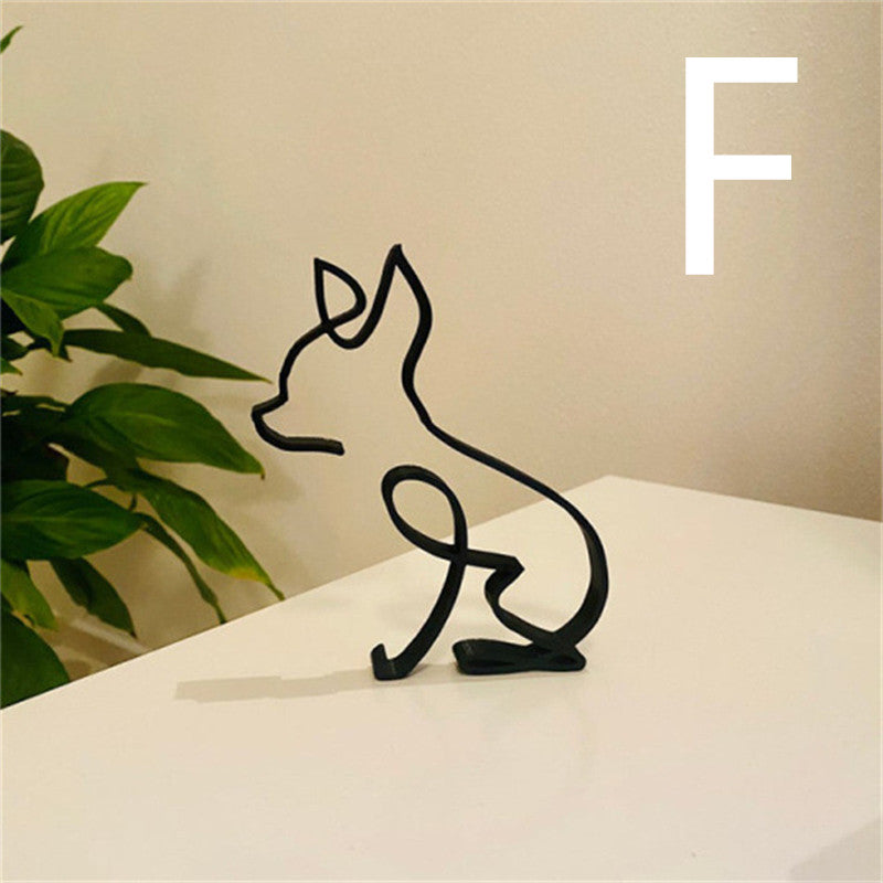 Simple Metal Dog Art Sculpture Decoration