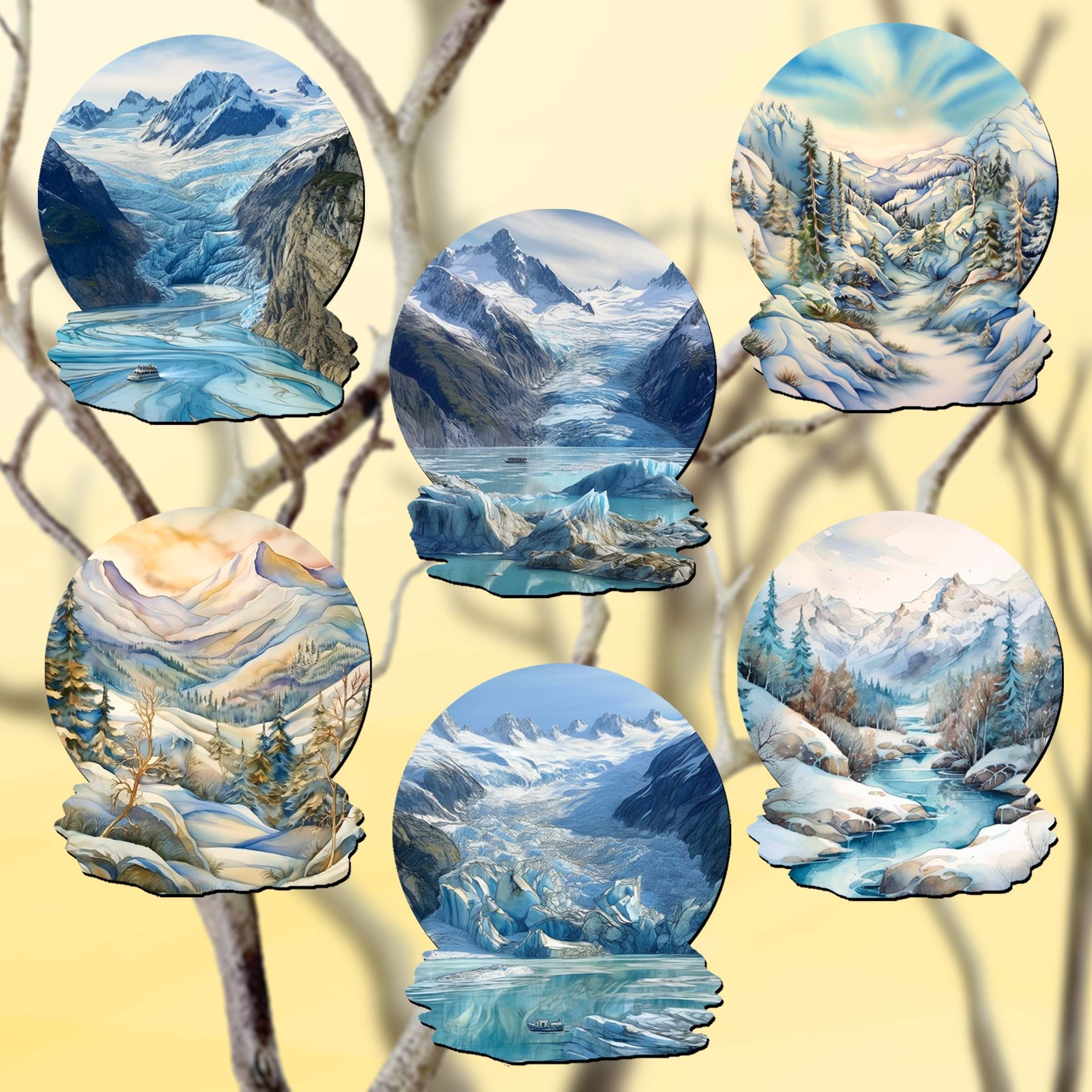 Northern Wonders Clip-On Eco Wood Decorative Ornaments Set of 6 by Nature Wonders - Wildlife Decor - 8090119C-S6