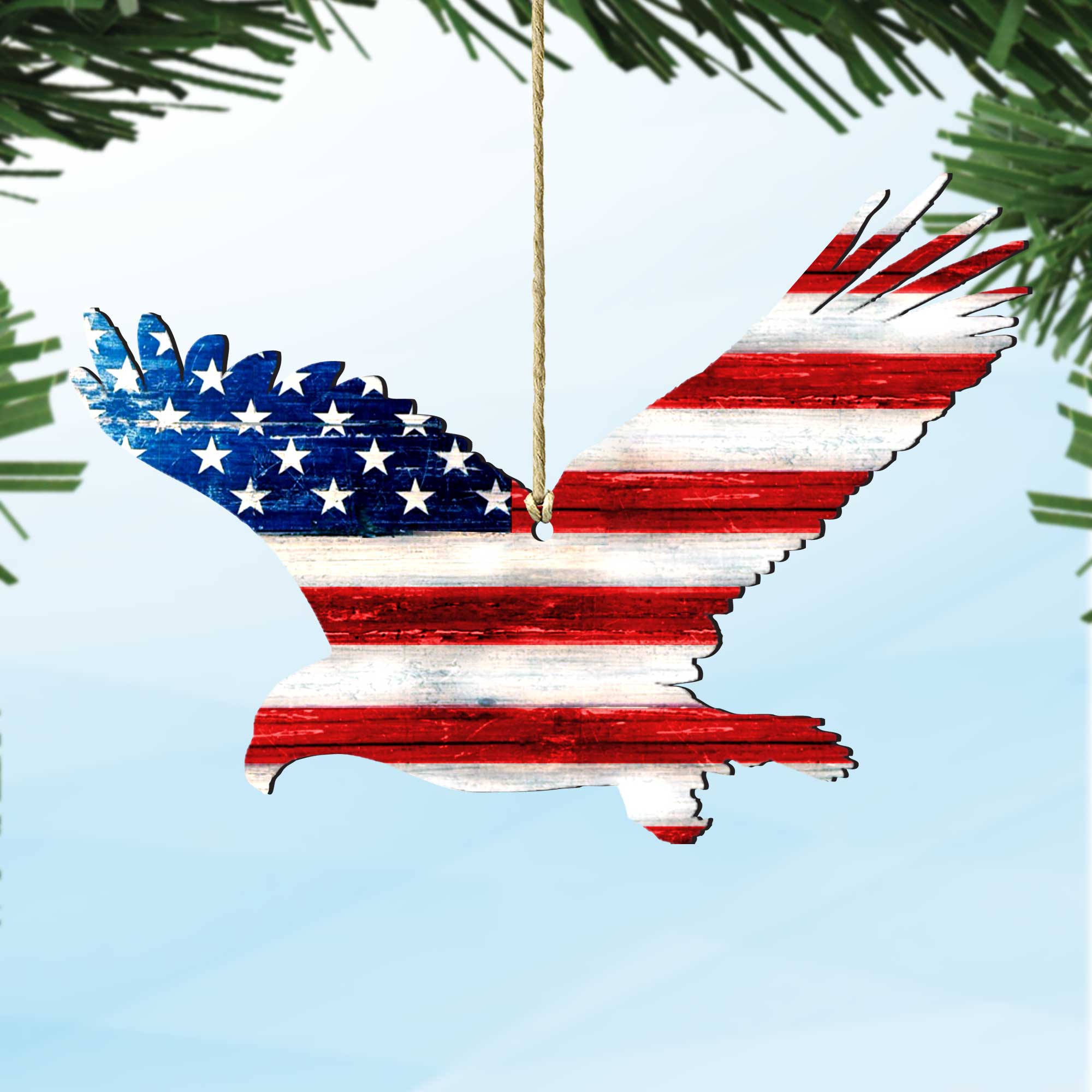 Eagle Freedom Rustic Wooden Ornaments - American Patriotic Decor - 8198912