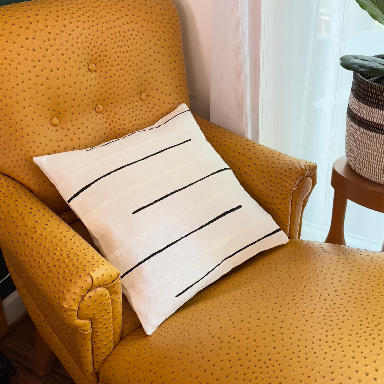 Crossing Lines White Sadza Pillow