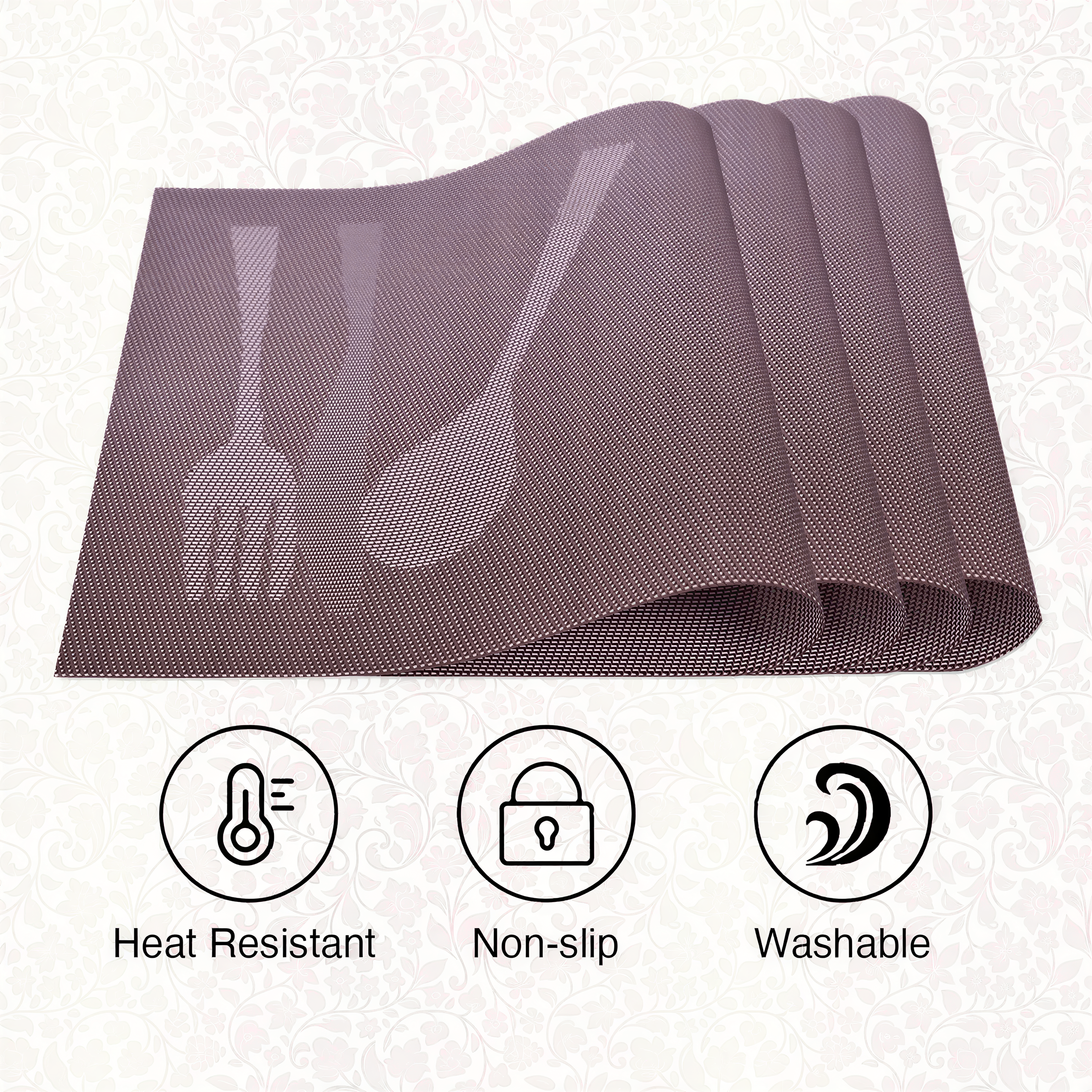 Vinyl Placemats – Cambridge Brown Heat Resistant Non Slip Table Protectors