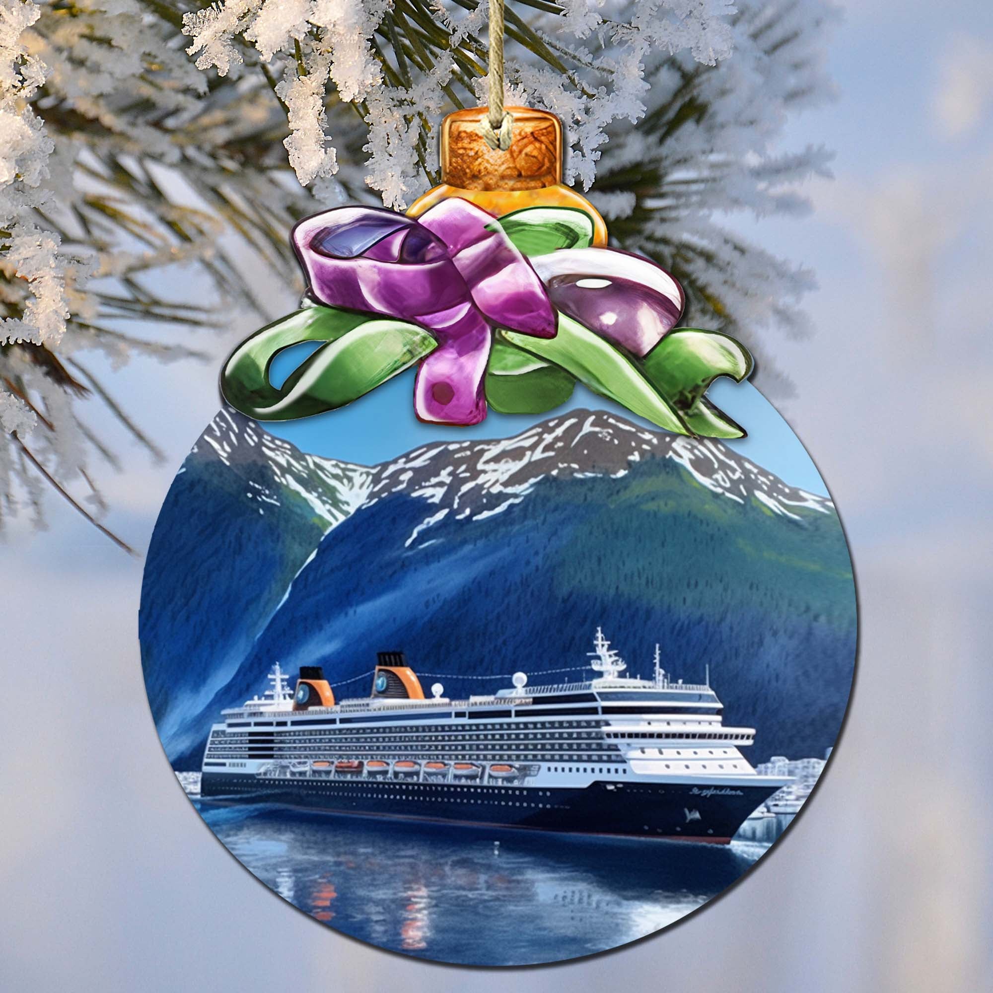 Alaskan Cruise Adventure Wooden Ornaments by G.Debrekht - Wildlife Holiday Decor - 870032