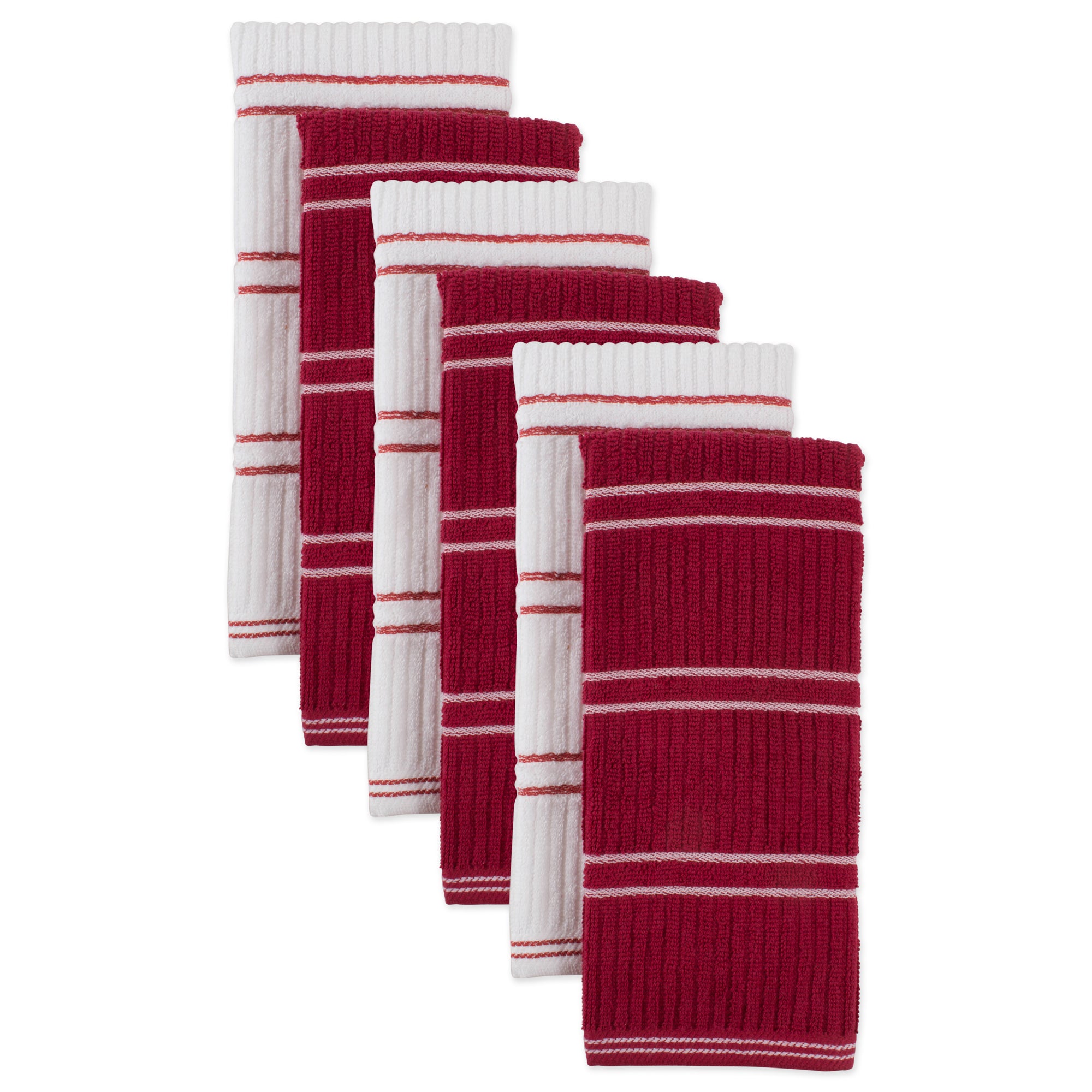 J&M Red Ribbed Terrydishtowel (Set Of 6)