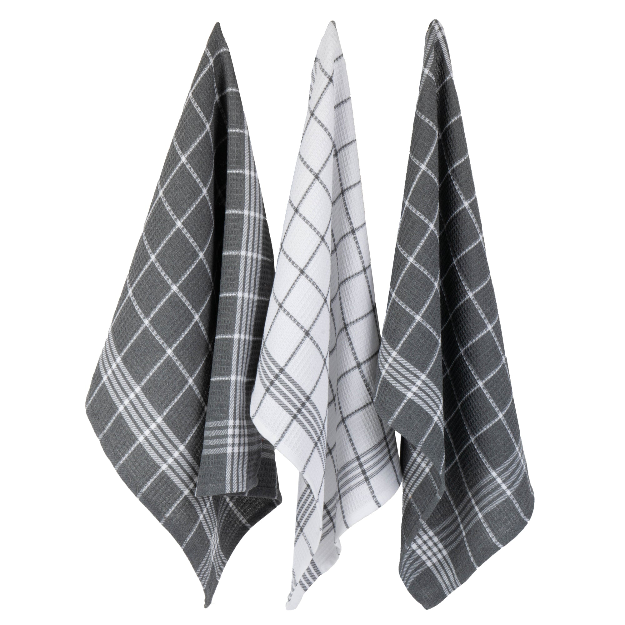 J&M Gray Waffle Weave Dishtowel & Dishcloth (Set Of 8)