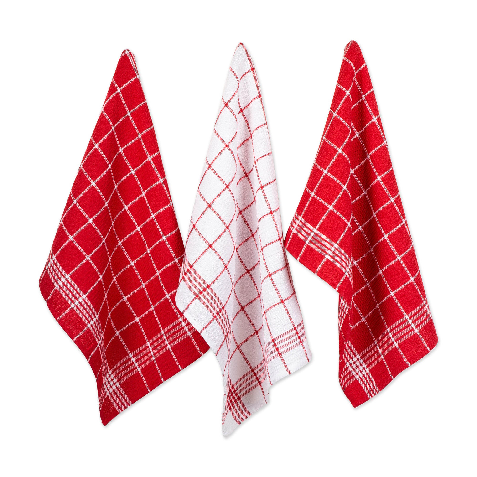 Dii Red Waffle Weave Dishtowel Set Of 6