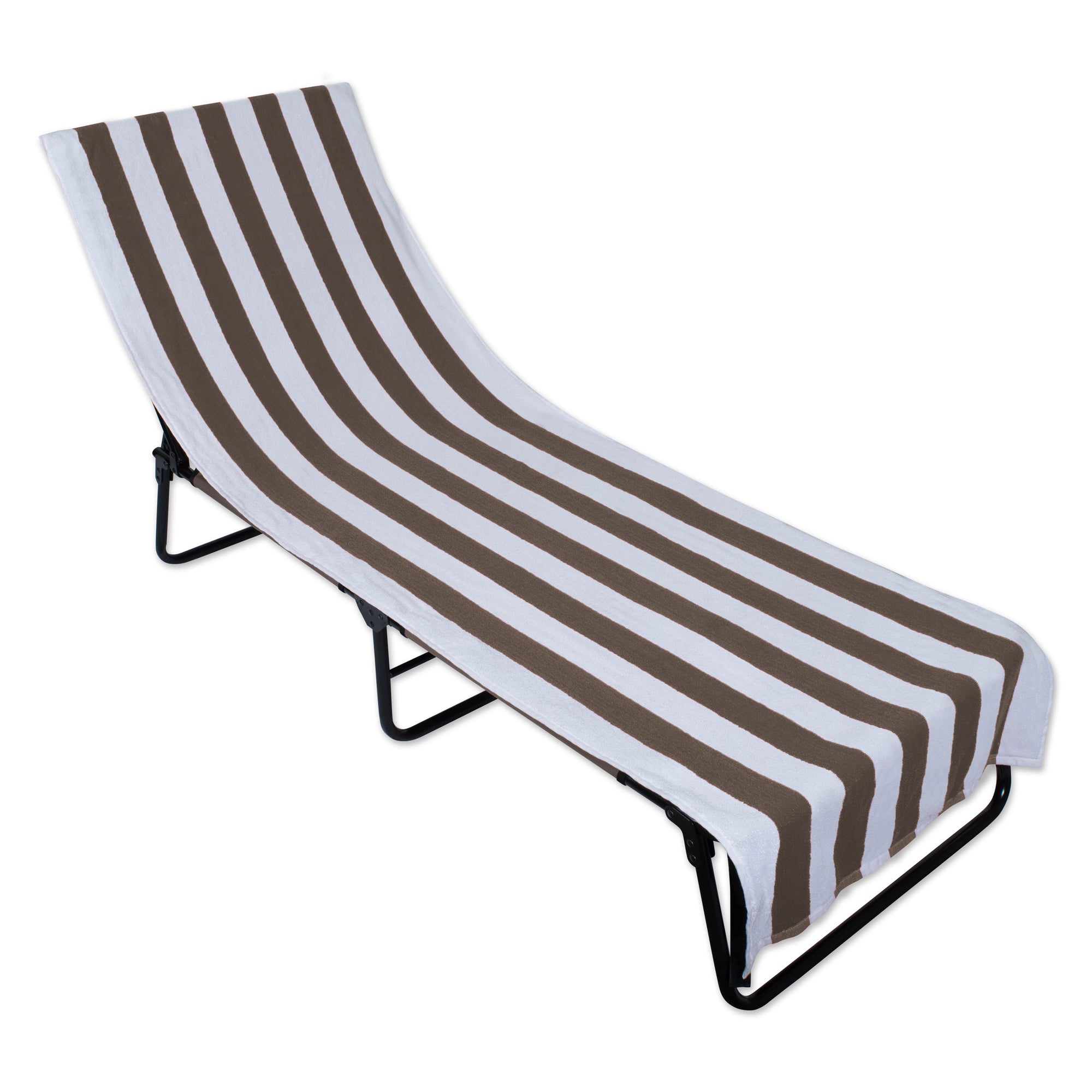 J&M Stone Stripe Lounge Chair Beach Towel With Top Fitted Pocket 26X82