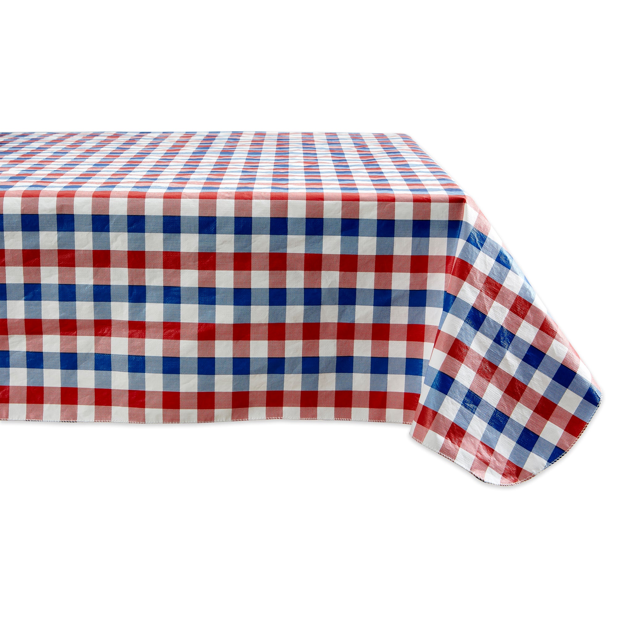 J&M Red, White And Blue Check Vinyl Tablecloth 60X84