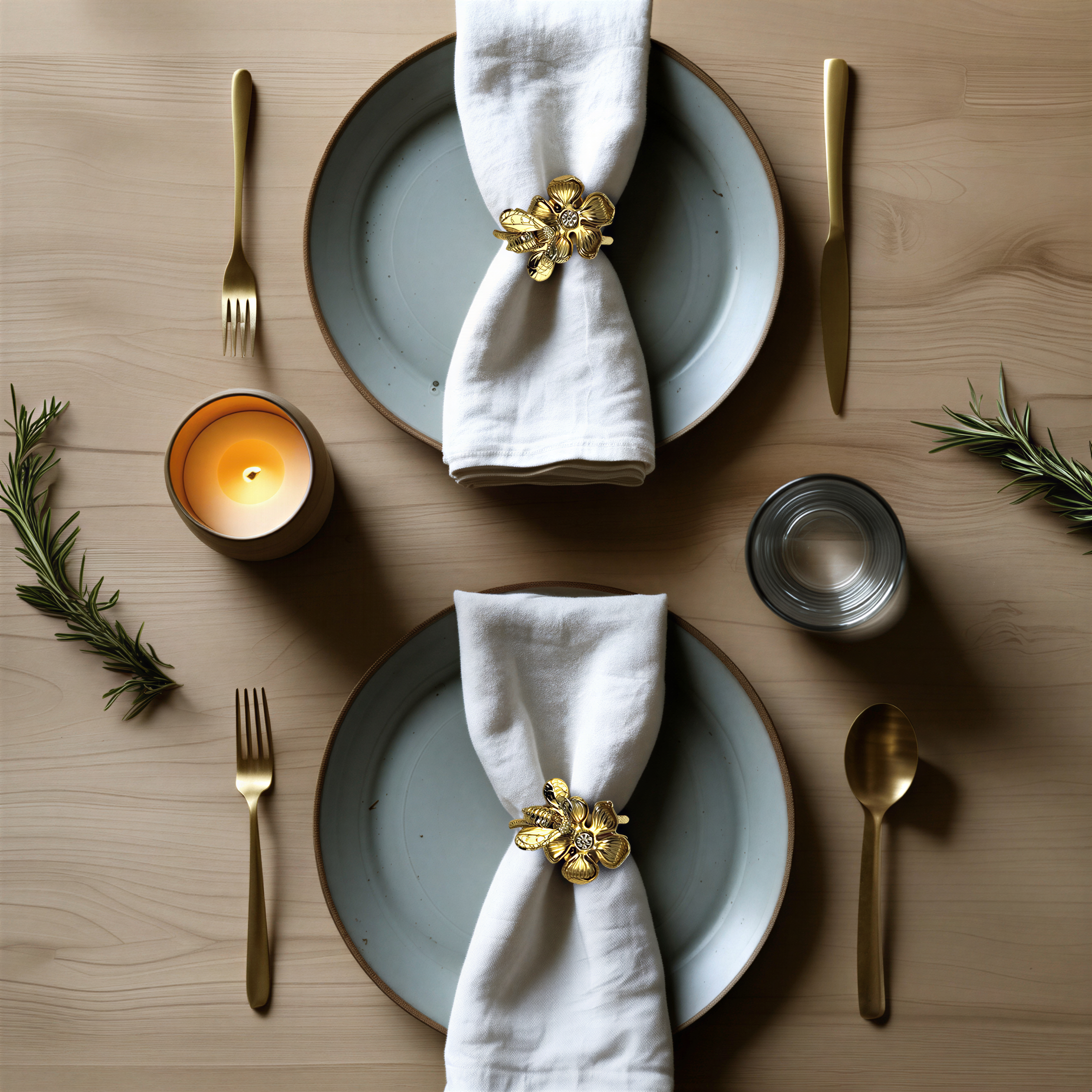 Gold Bee Napkin Rings - Elegant Rust Resistant Napkin Ring Set of 4 for Table Decor