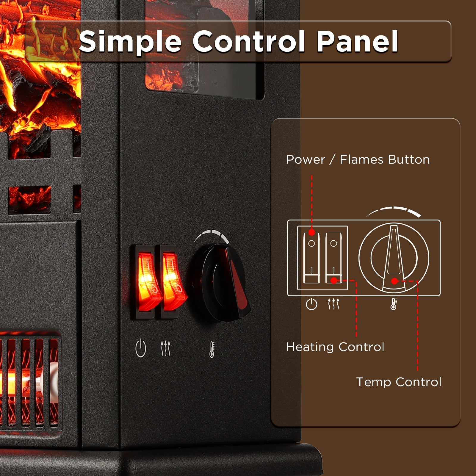 (Open Box) Suburbs TS17Q Electric Fireplace Stove Heater