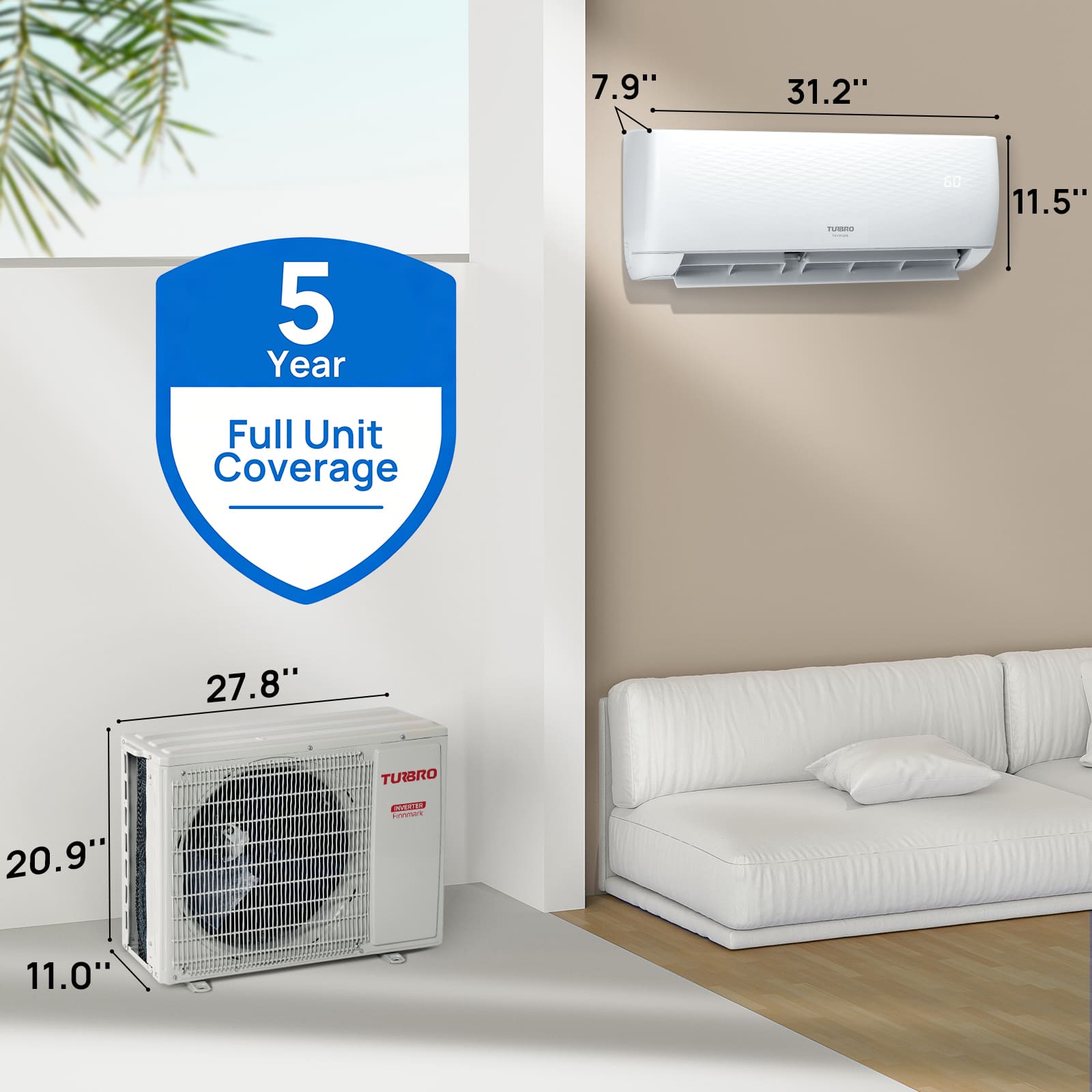 Finnmark 12,000 BTU Single Zone Mini Split AC (R32)