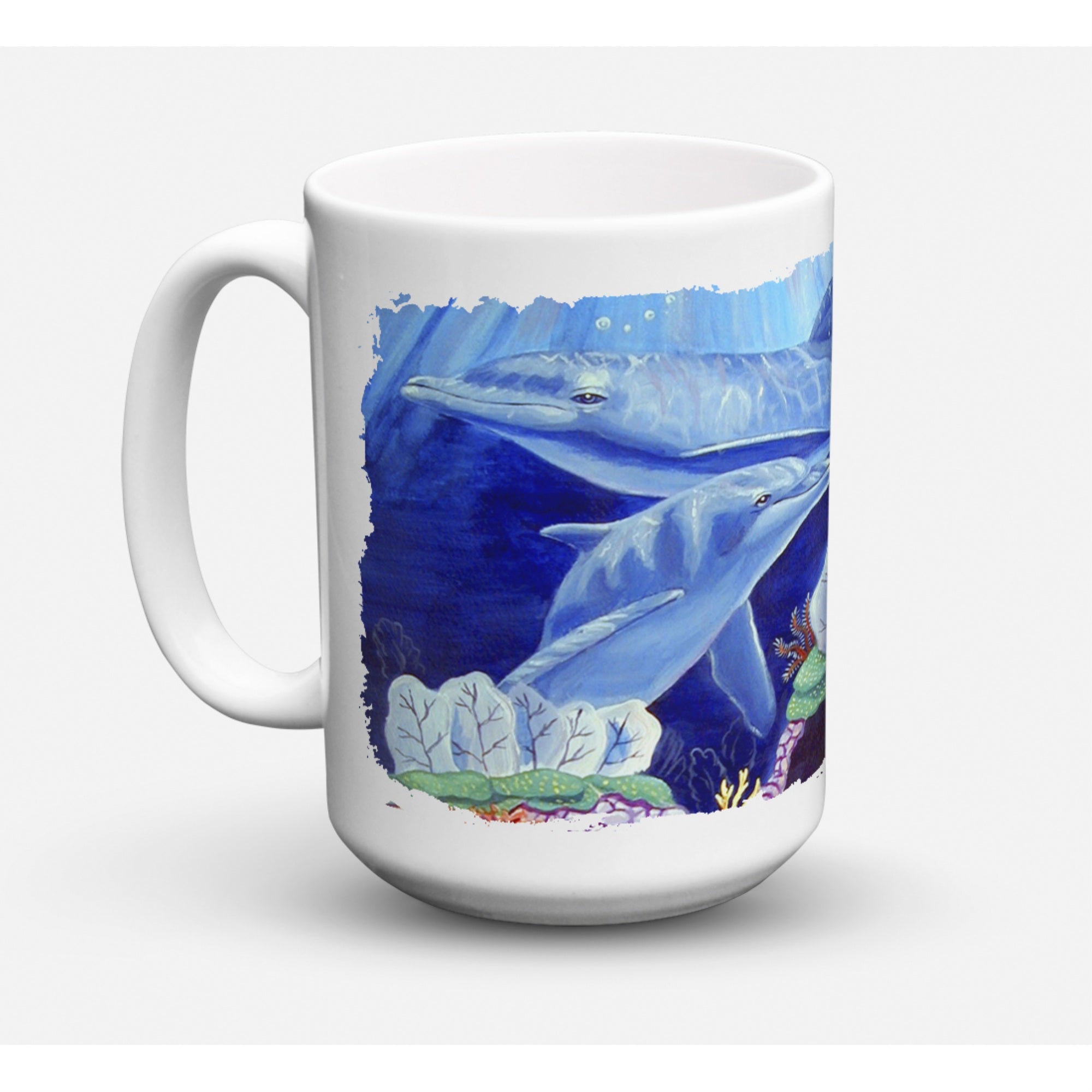 Carolines Treasures 7080CM15 Dolphin Under The Sea Microwavable Ceramic Coffee Mug 15 oz Multicolor