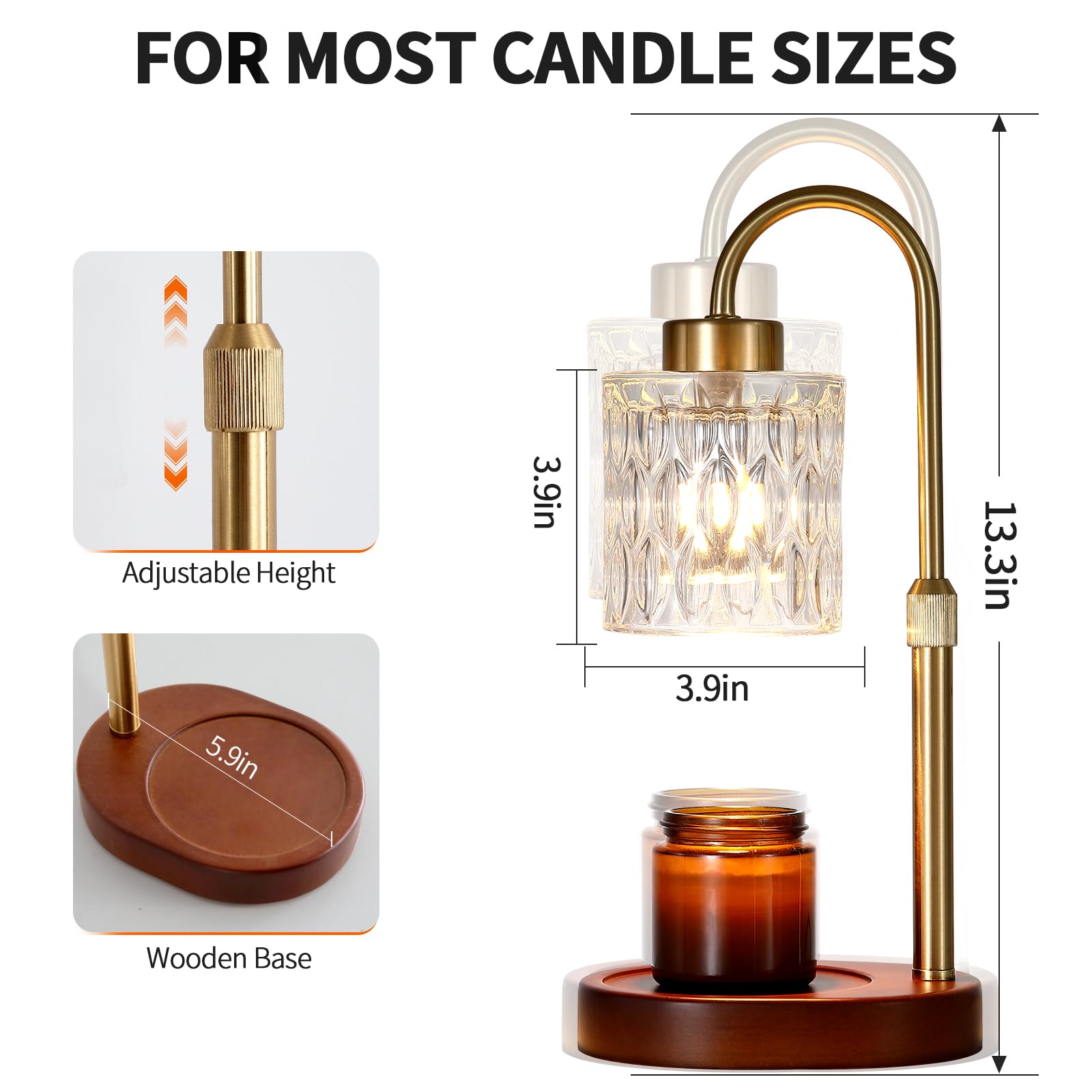 Candle Warmer Lamp with Dimmer and Timer,Home Decor Lamp for Scented Jar,Antique Brass Electric Wax Melt Warmer,Mother s Day/Bi