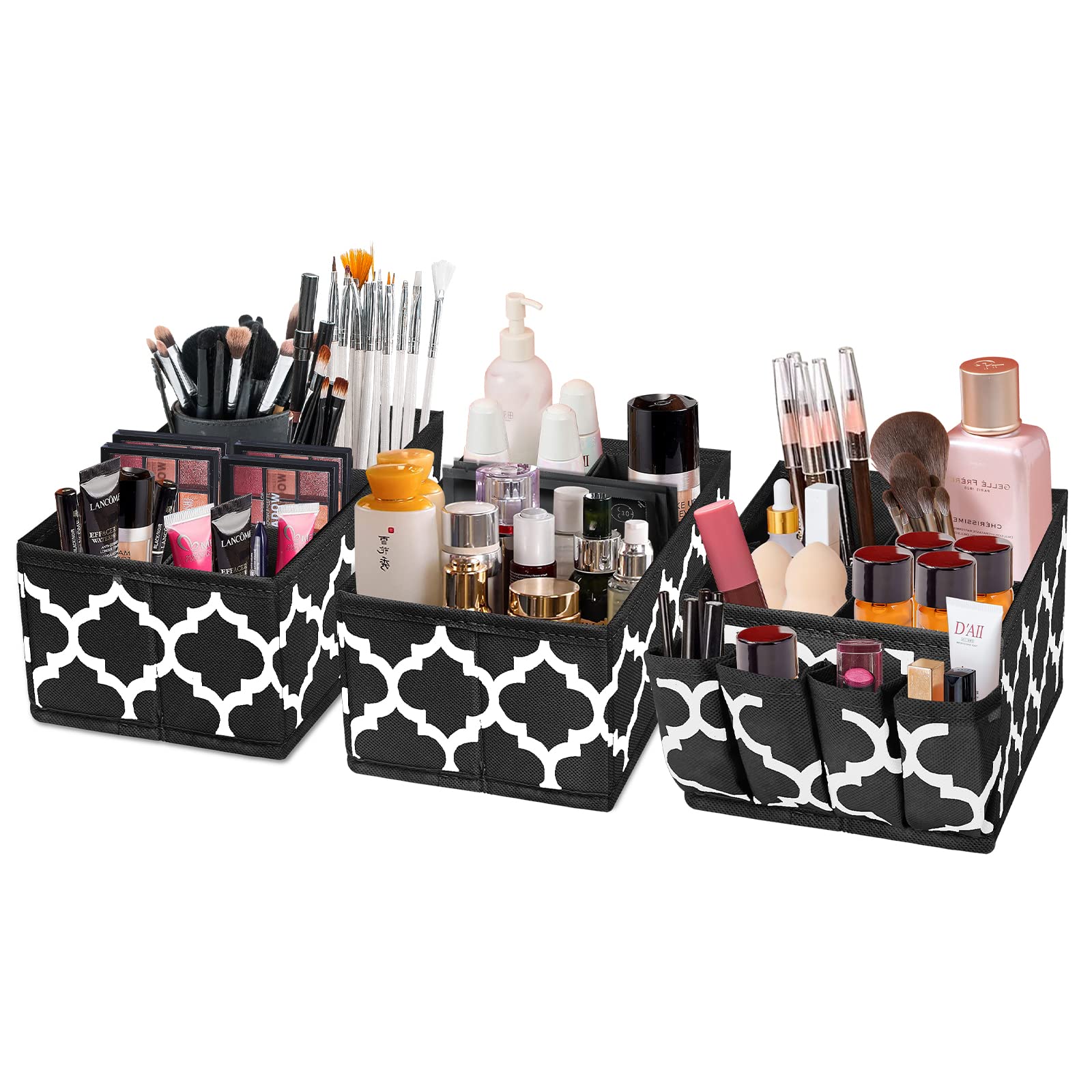 Makeup Drawer Organizer - Small Baskets Bins for Organizing, Desktop Caddy Storage Organizer, Fabric Portable Divided Box for Ba
