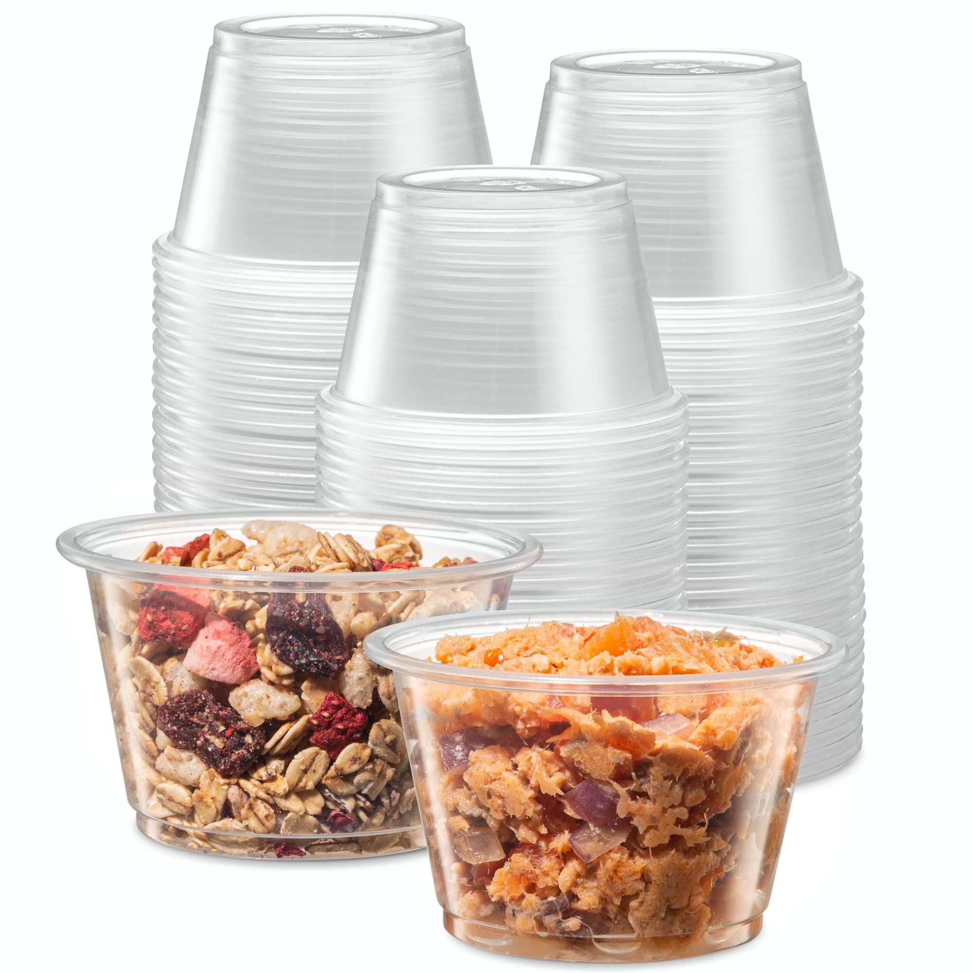 {4 oz,200 Cups} Clear Diposable Plastic Portion Cups No Lids, Small Mini Containers For Portion Controll, Jello Shots, Meal Prep