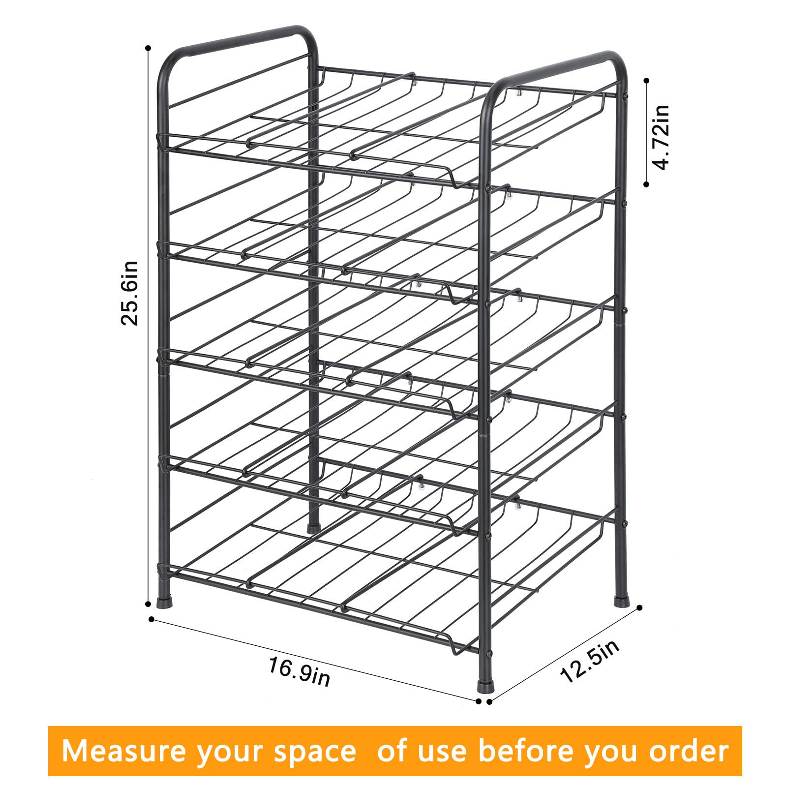 Mooace Can Rack Organizer, 5 Tier Can Storage Dispenser Holds Up To 60 Cans For Pantry Kitchen Cabinet, Black
