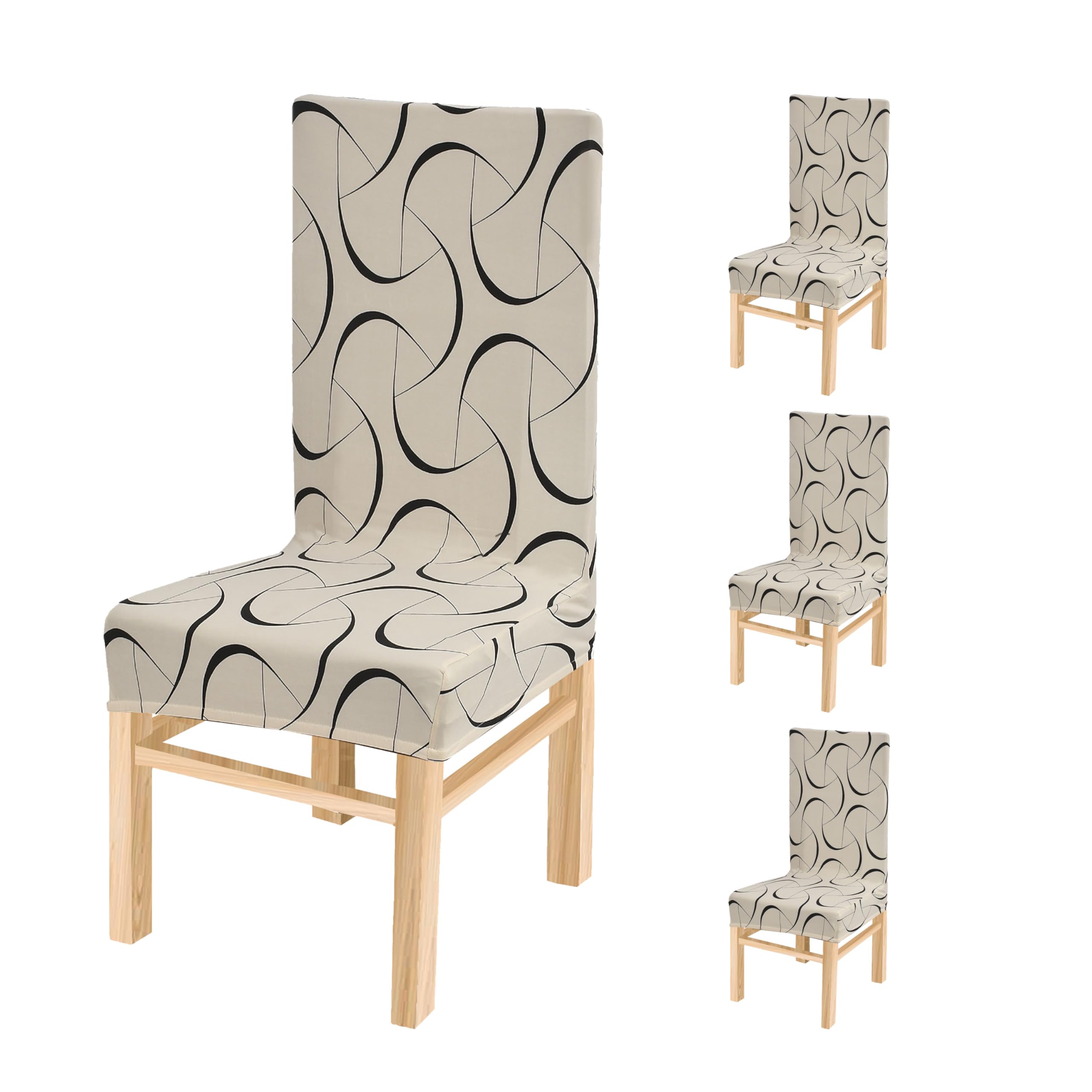 Yellow Weaves Elastic Stretchable Dining Chair Cover, Removable Washable Elastic Floral Printed Dining Chair Covers (Set Of 4, N