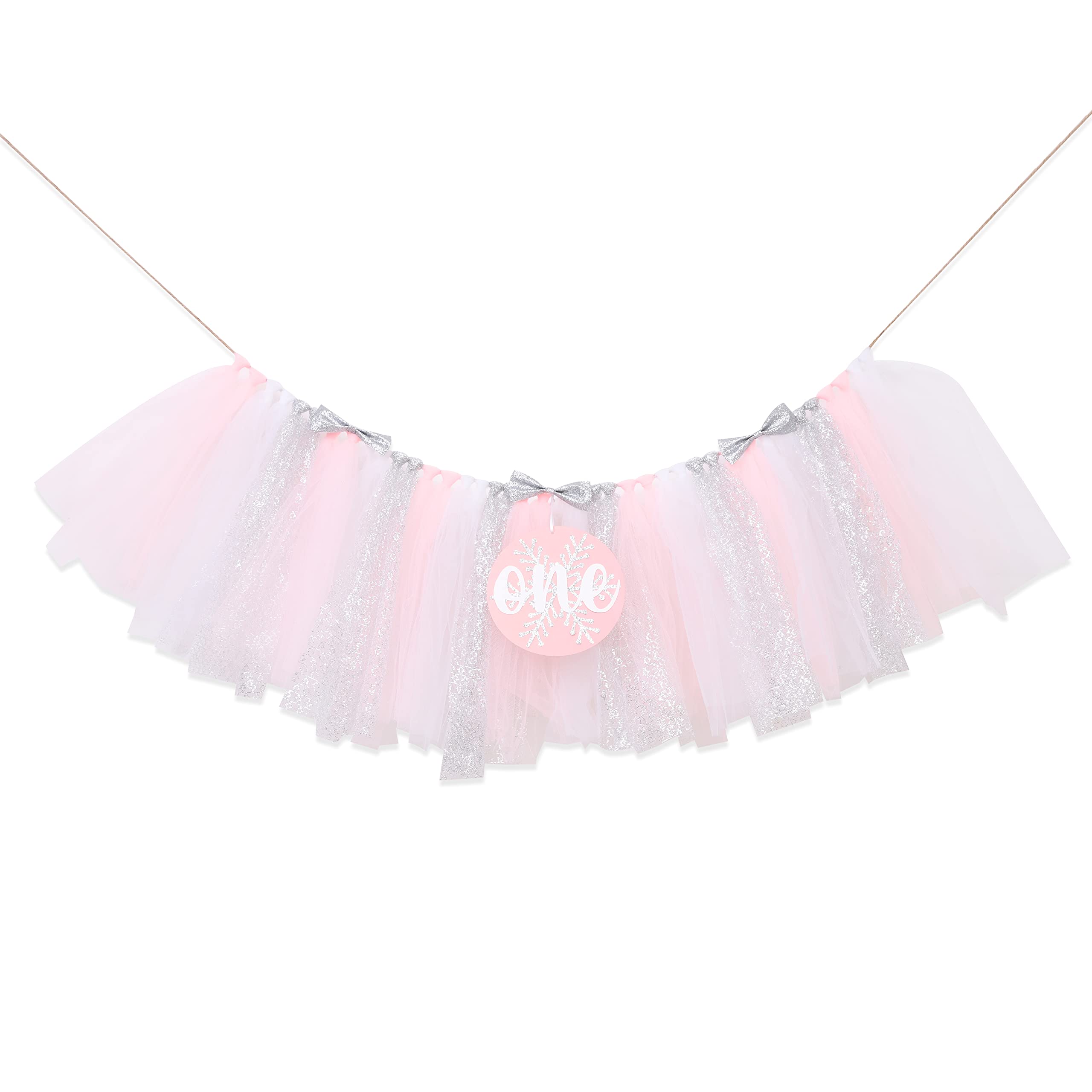 Winter Onederland 1St Birthday Banner Girl - Winter Pink Tutu High Chair, Snowflake First Birthday Decoration, Baby Photo Props,