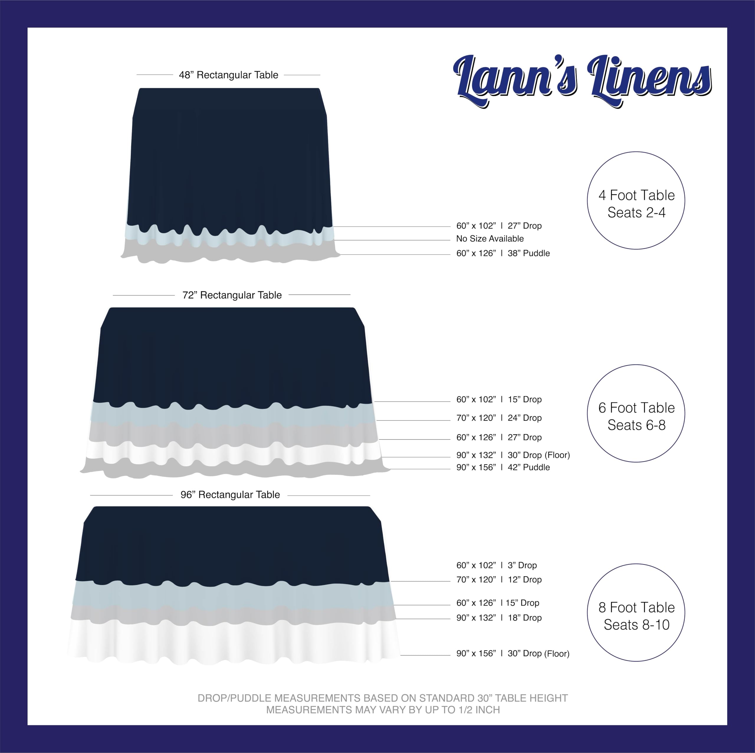Lann'S Linens - 90 X 132 Premium Tablecloth For Wedding/Banquet/Restaurant - Rectangular Polyester Fabric Table Cloth - Dark