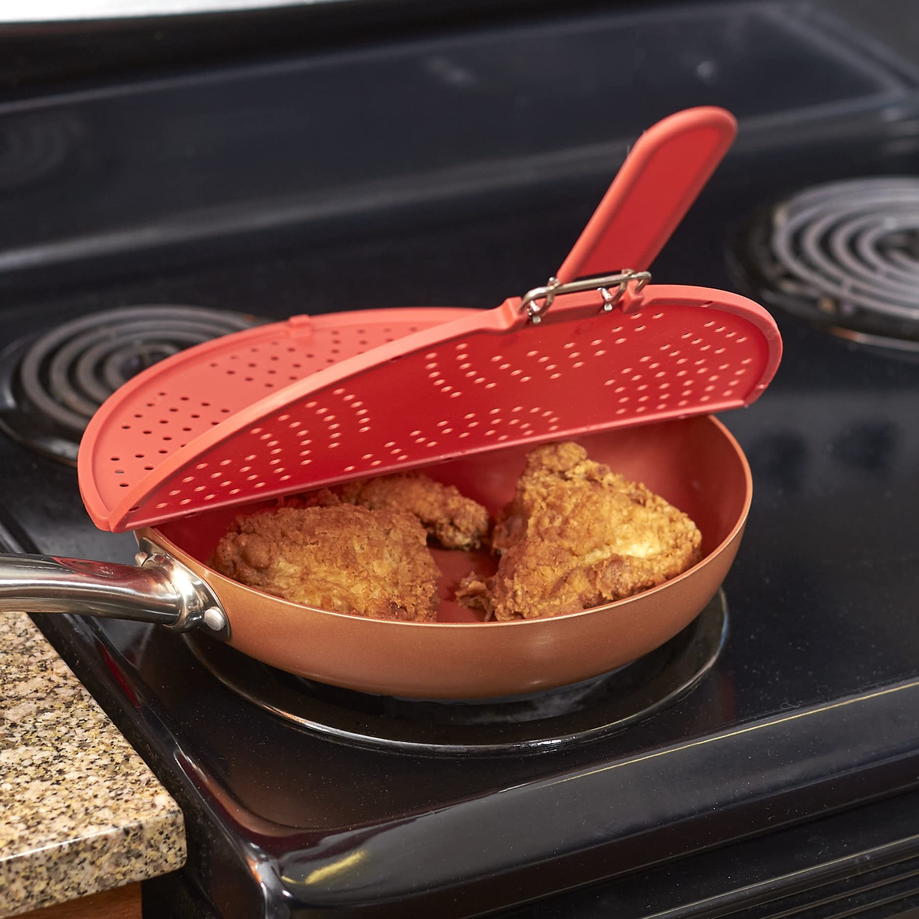 K Kirkwood Kitchen Splatter Screen For Frying Pan Foldable Grease Splatter Guard Silicone Splatter Shields Multifunction Oil Scr