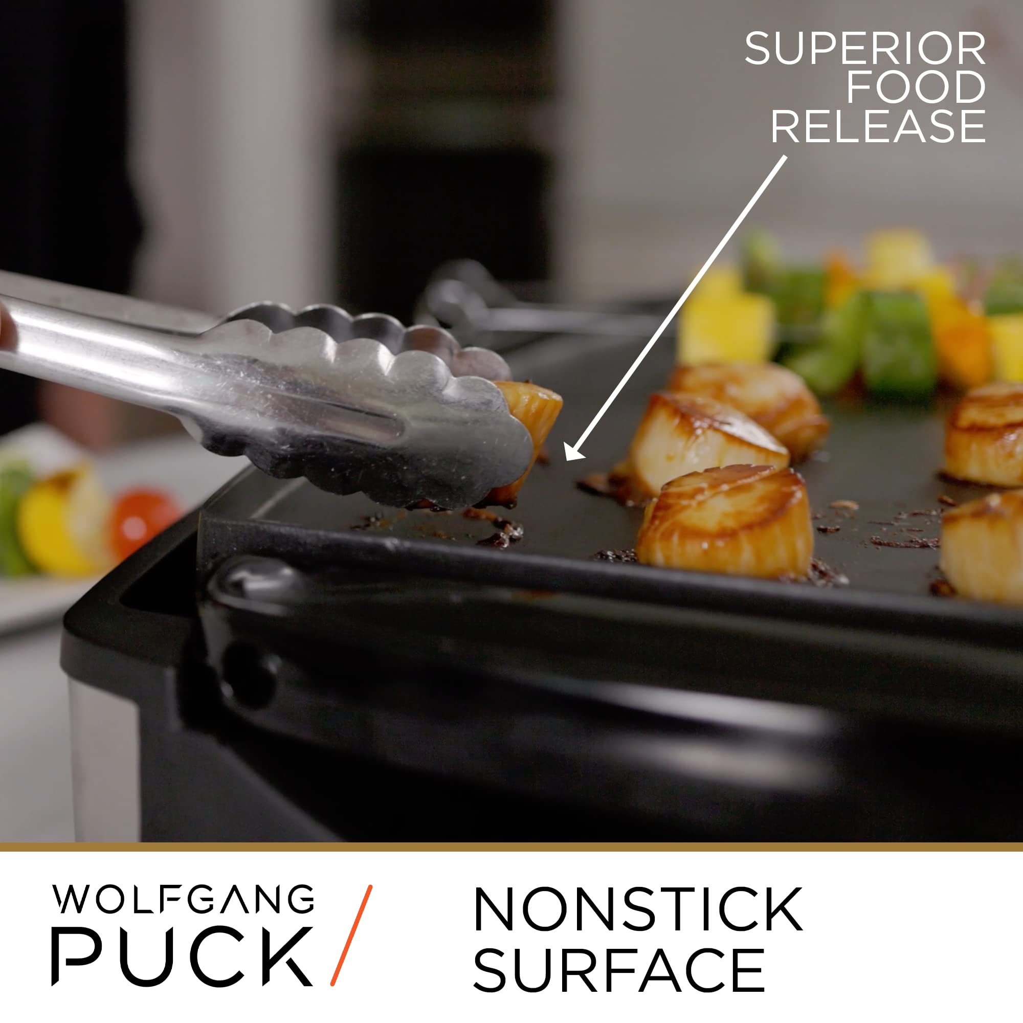 Wolfgang Puck XL Reversible Grill Griddle  Oversized Removable Cooking Plate  Nonstick Coating  Dishwasher Safe  Heats Up to 400F  Stay Cool Handles