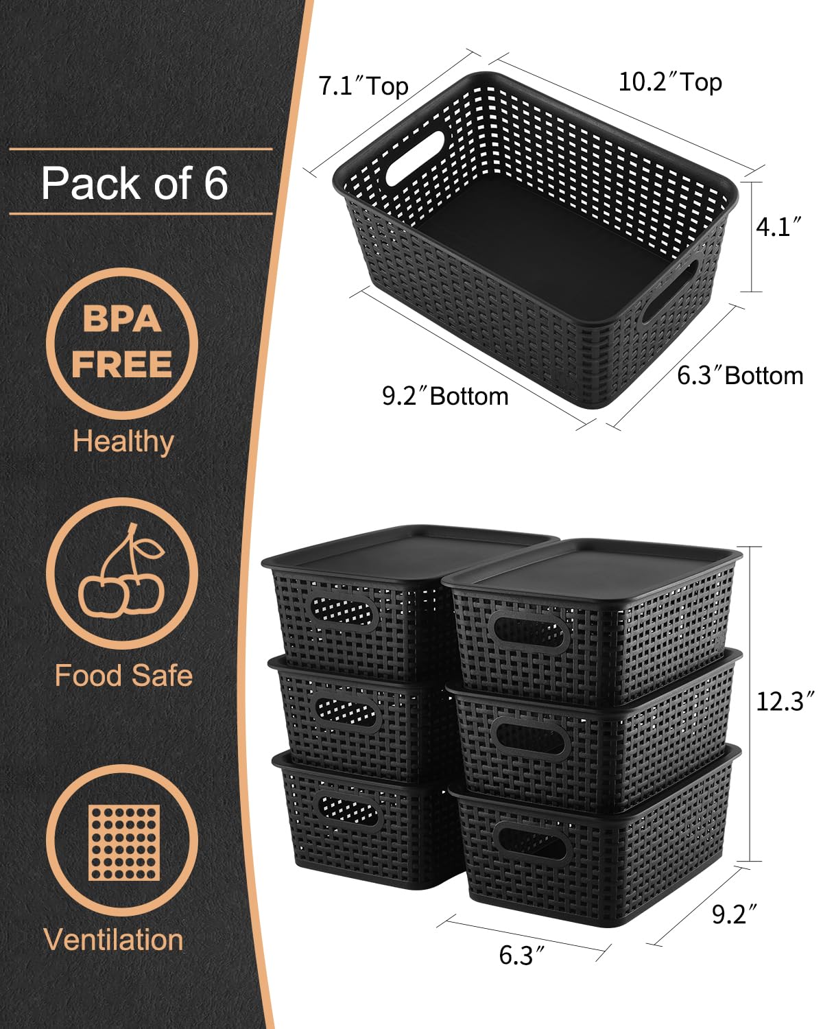 Areyzin Storage Bins Plastic Storage Baskets With Lid Small Baskets For Organizing Stackable Storage Container Organizer Bins Fo