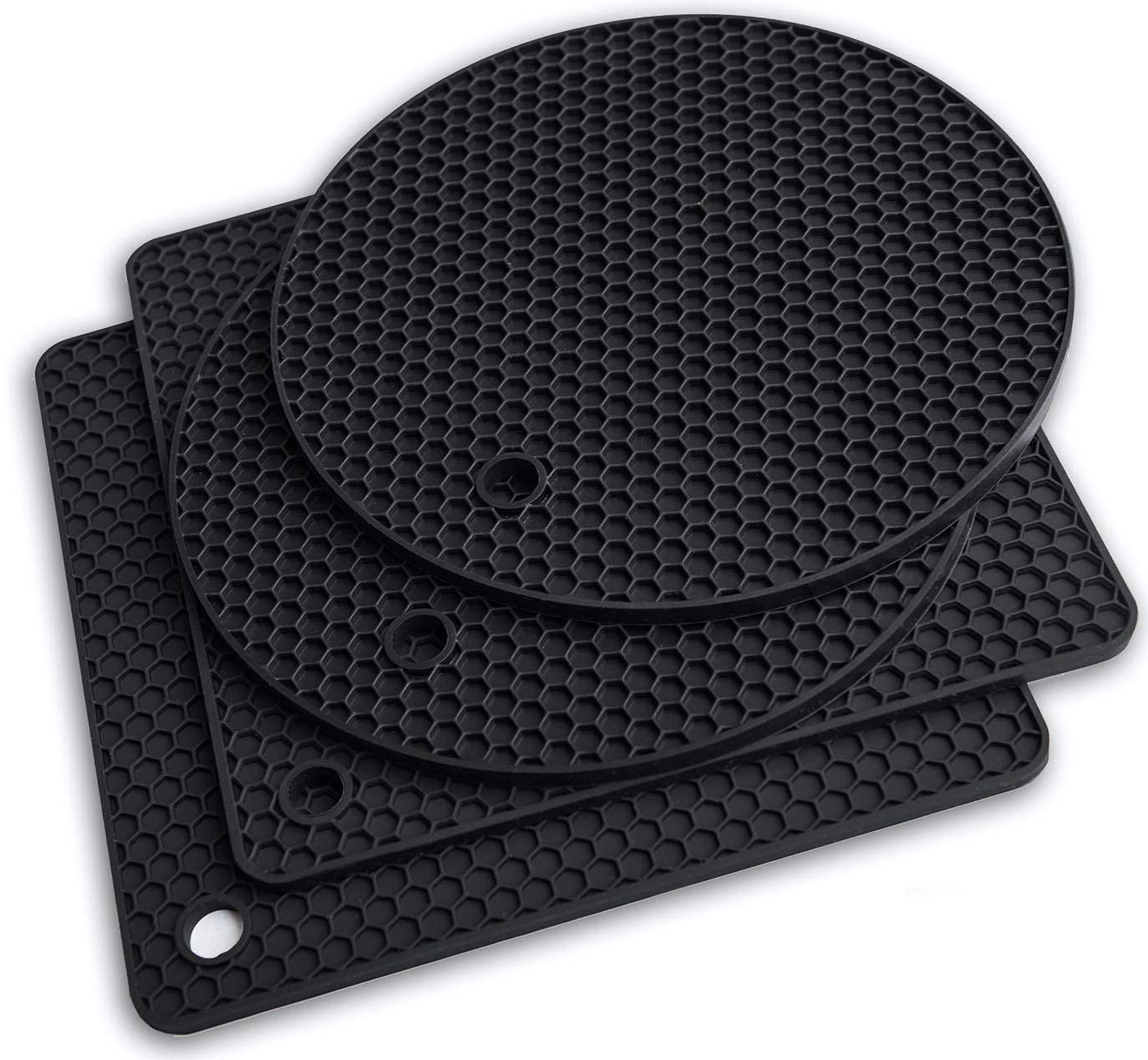 Q'S Inn Silicone Pot Holders And Trivet Mats Heat Resistant To 440F To Protect Your Table And Countertop Contains 4 Pieces 2 Rou